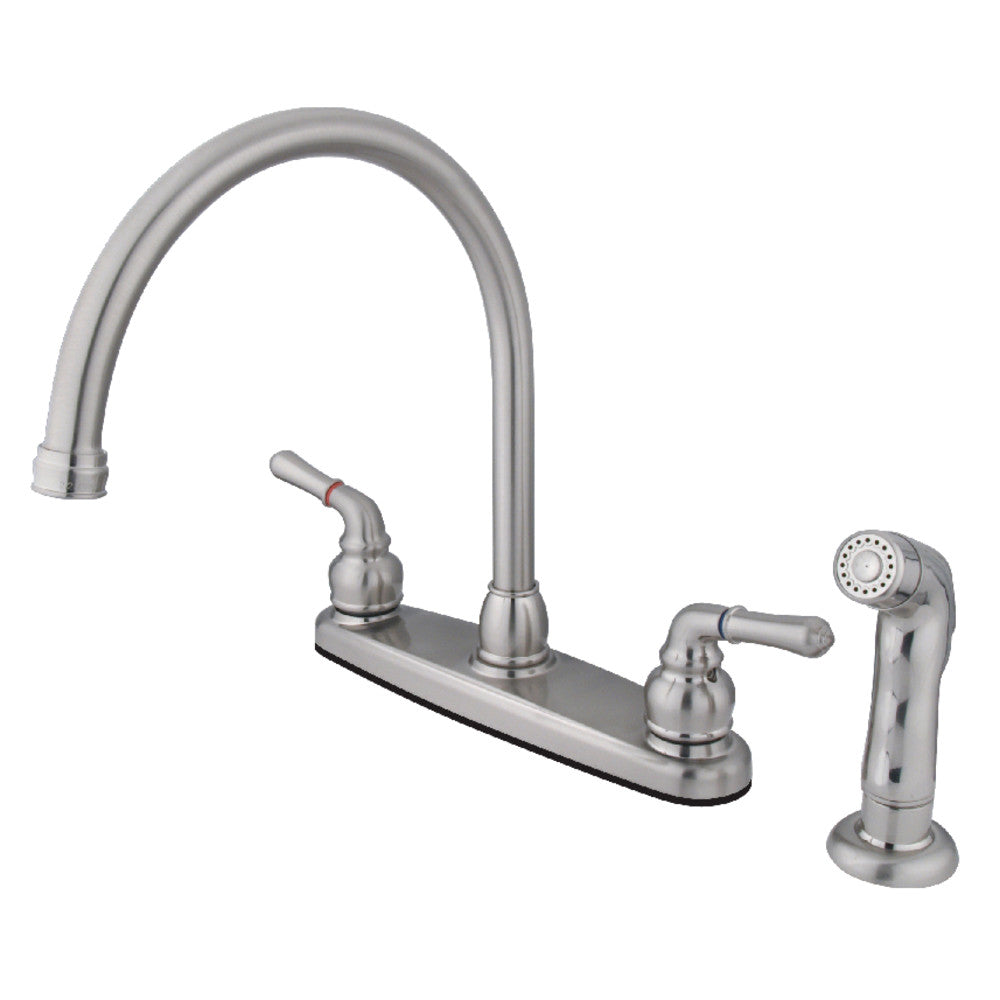 Kingston Brass KB796SP Magellan 8-Inch Centerset Kitchen Faucet - Stainless Steel, Single Handle, High Arc Design for Modern Kitchens | Perfect for Washing Dishes, Filling Pots & Daily Kitchen Tasks