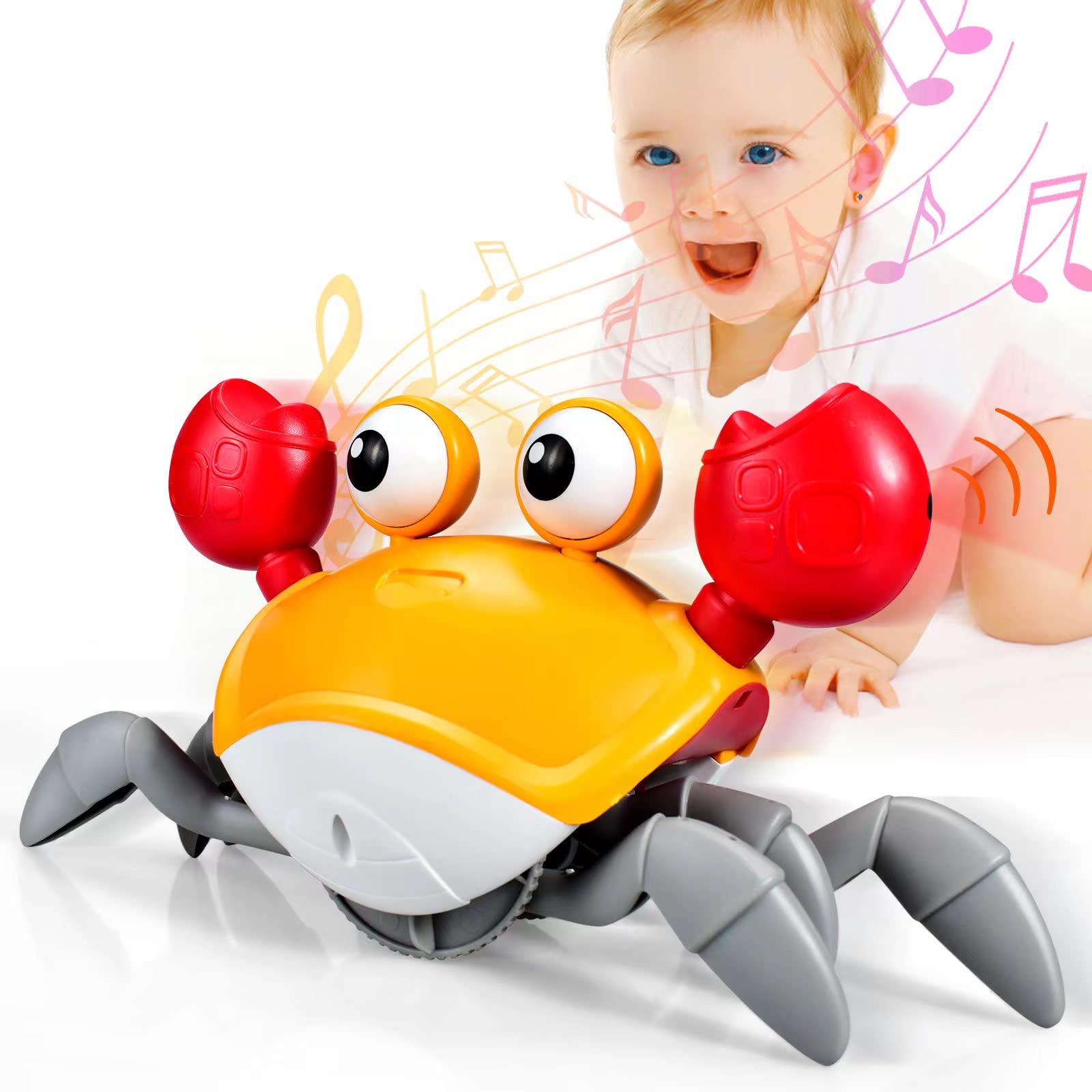 Interactive Musical Crawling Crab Baby Toy for 1-3 Year Olds - Early Learning Educational Toy with Lights & Sounds for Toddlers 12-18 Months | Perfect Birthday Gift for Kids & Toddlers | Fun Playtime & Developmental Activity (Orange)