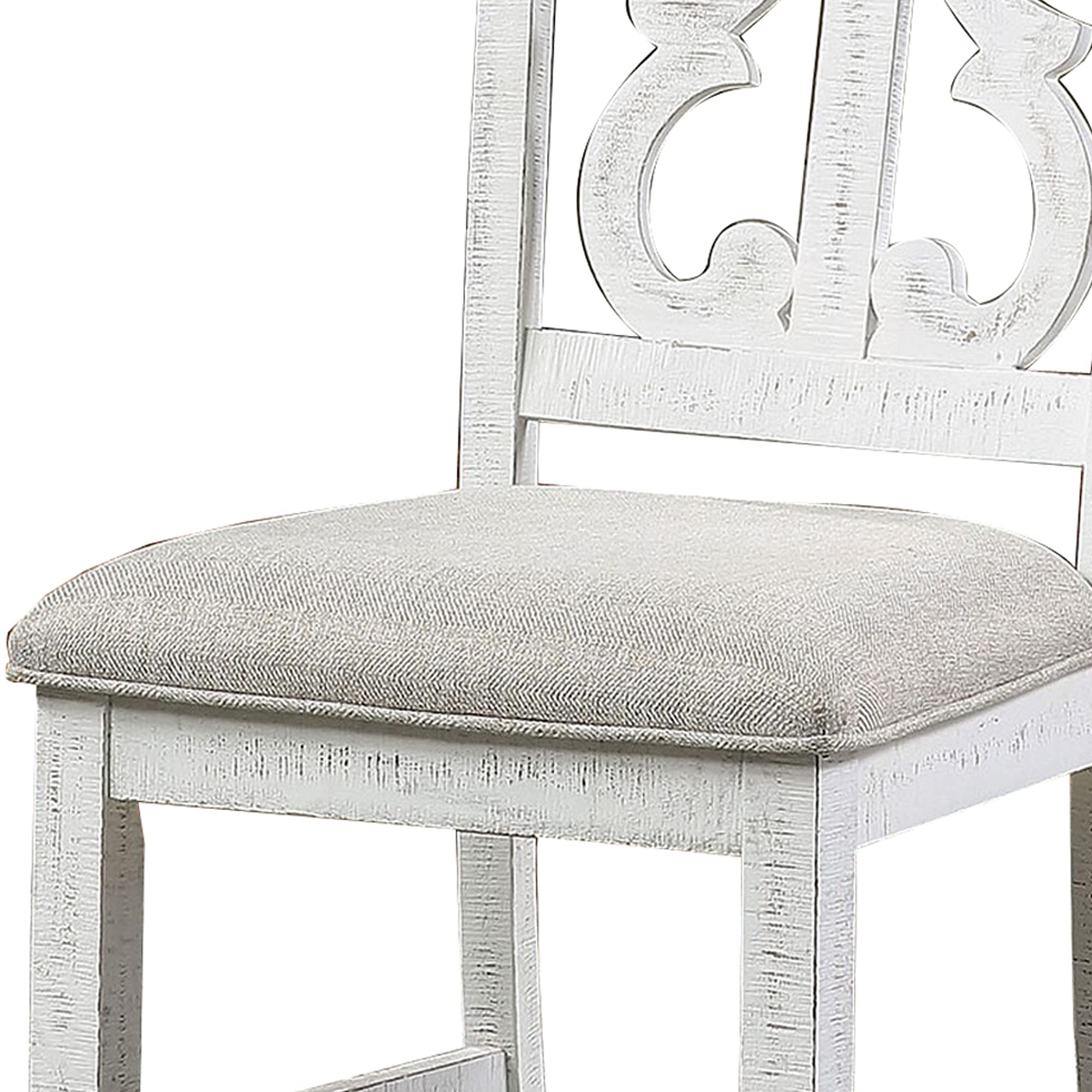 Benjara Open Scroll Back Wooden Side Chairs with Padded Seat - Set of 2, White - Perfect for Dining Room, Kitchen, or Living Room Accent Furniture