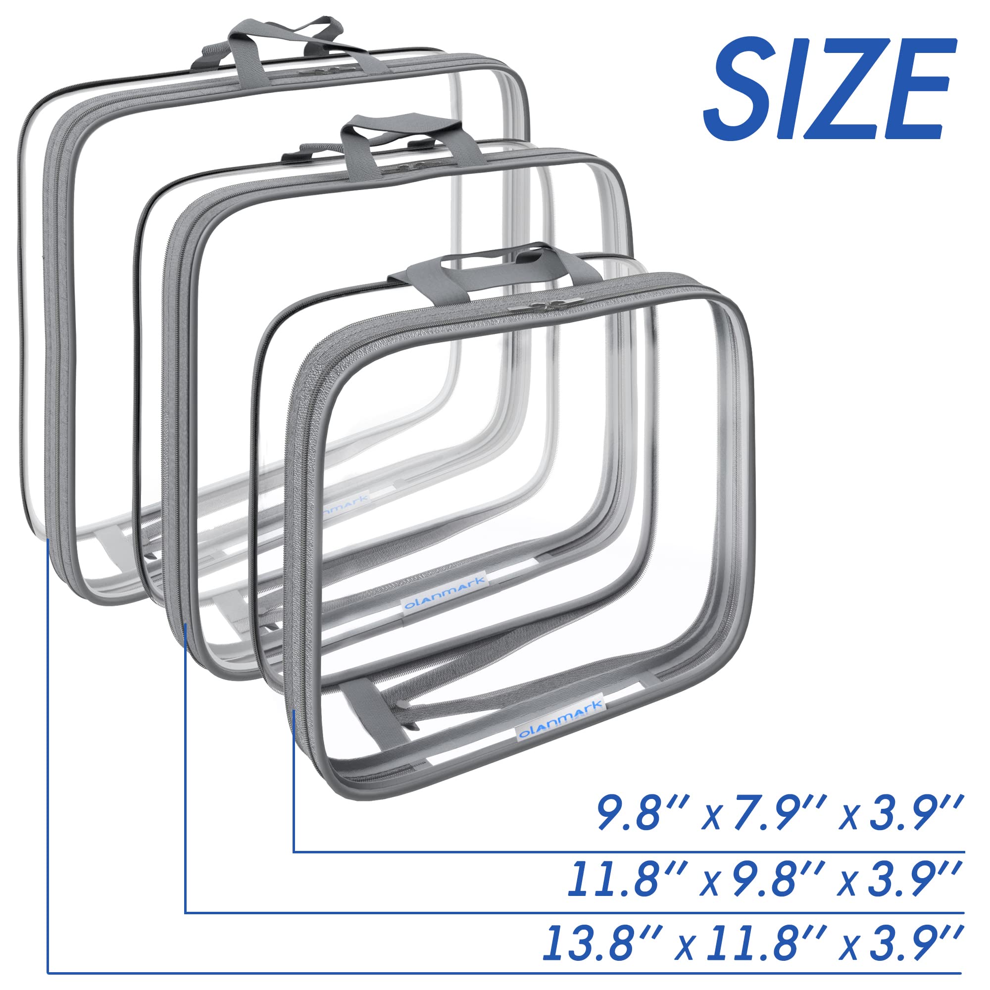 Clear Compression Packing Cubes 3-Piece Set - Travel Organizer Bags for Luggage & Suitcases - Space Saving Grey Packing Cubes - Perfect for Business Trips, Vacations & Weekend Getaways