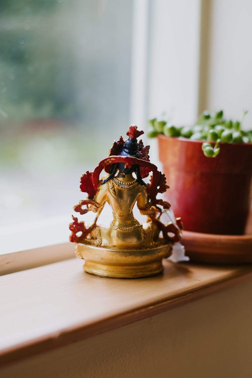 Green Tara Small Golden Statue - Handcrafted Buddhist Deity Figurine for Home Altar, Meditation & Spiritual Decor | Perfect for Prayer, Yoga Spaces & Gift Giving