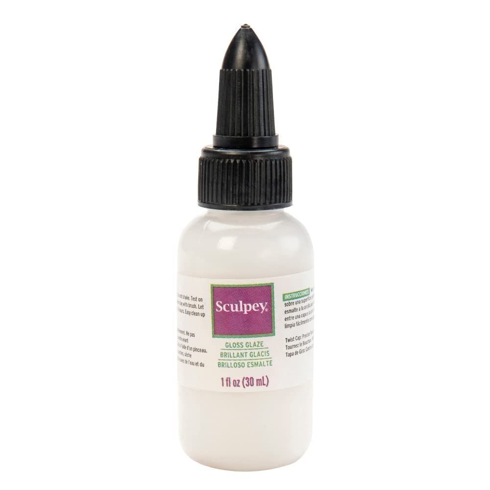 Sculpey® Gloss Glaze - Non-Toxic Polymer Clay Glaze (1 fl oz) with Precision Twist Cap - Adds Shiny Finish to Baked Clay Creations - Perfect for DIY Crafts, Jewelry Making & Home Decor Projects