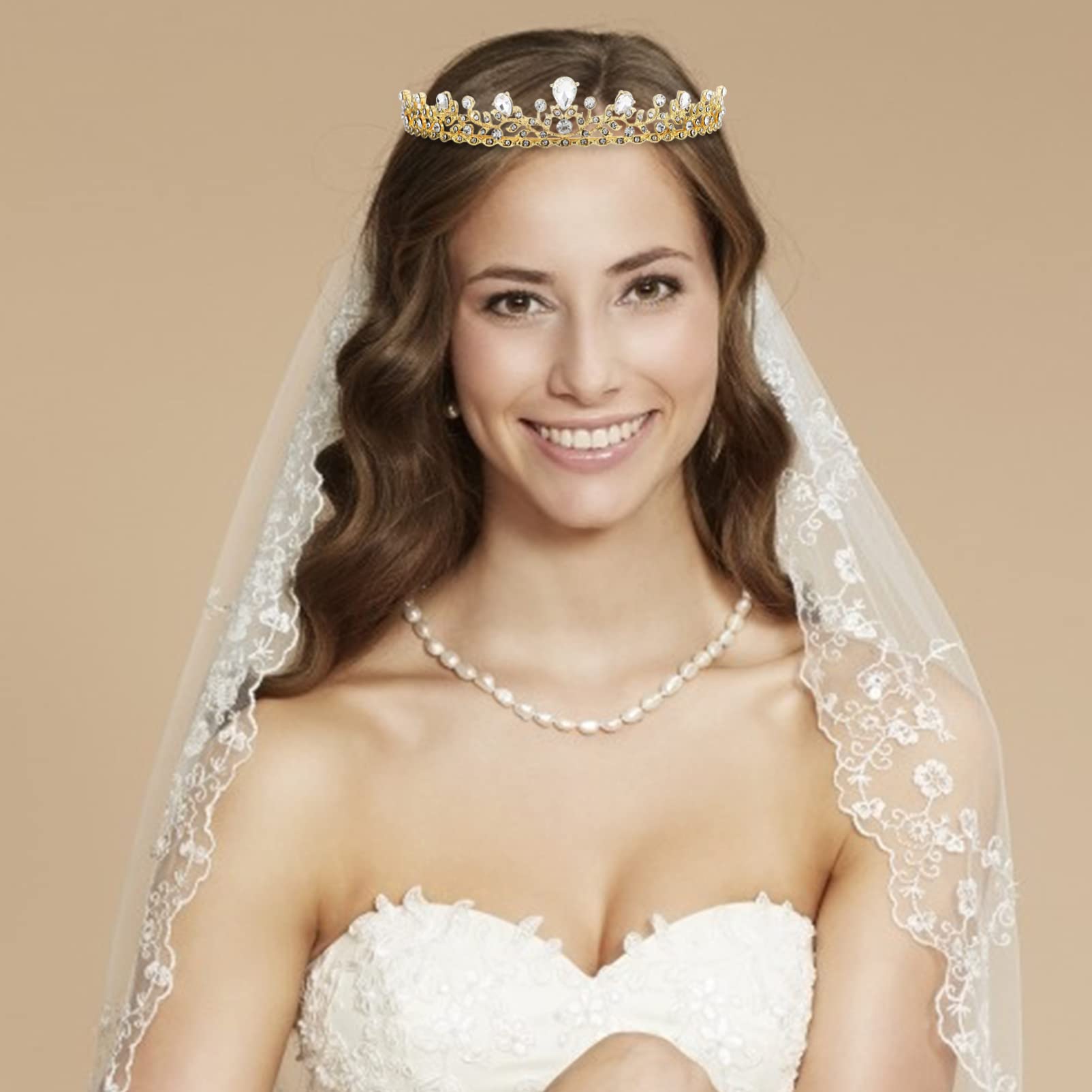 Sparkling Rhinestone Wedding Tiara for Bride - Elegant Bridal Crown Headpiece with Crystal Decor - Perfect for Bridal Showers, Weddings, and Fairy Tale-Themed Events