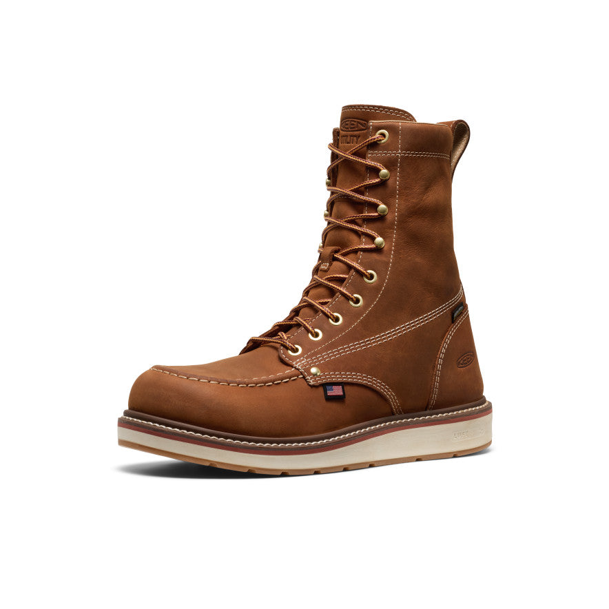 Men's Liberty 8 Waterproof Work Boots - Soft Toe Leather Brown/Gum - Durable Safety Shoes for Construction, Hiking & Outdoor Activities