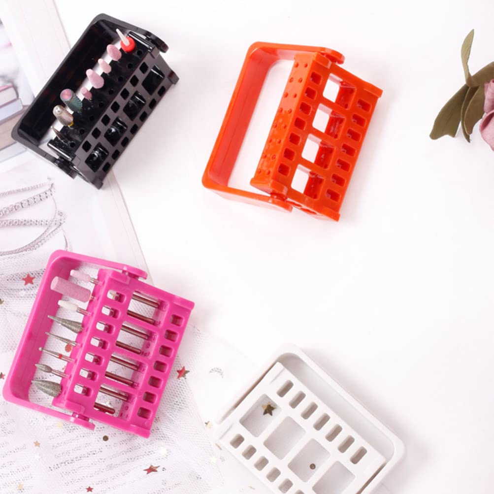 EXCLUZO 8-Piece Nail Drill Bit Organizer with 16 Holes - Grinding Head Bit Display Storage Rack & Holder Stand for Nail Art Tools (Mixed Colors) - Perfect for Salon Professionals & DIY Nail Enthusiasts