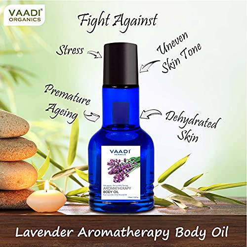 Vaadi Herbals Lavender & Almond Aromatherapy Body Oil - 110ml (2 Pack) for Relaxation, Massage & Skin Hydration