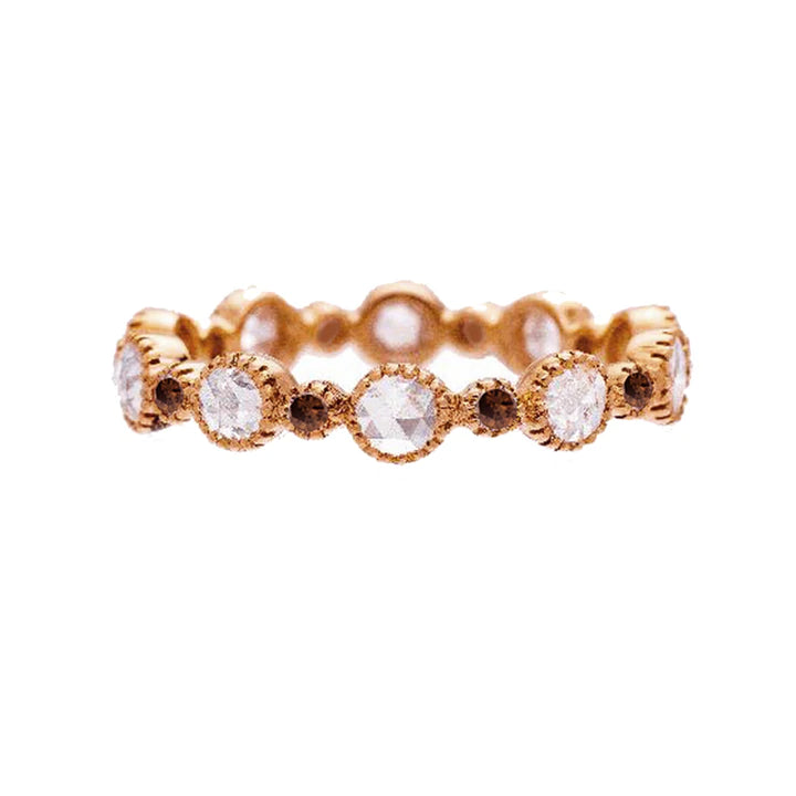 Exquisite Cassie Rose Cut & Burnt Orange Diamond Ring – Vintage Inspired Jewelry for Weddings, Anniversaries & Special Occasions