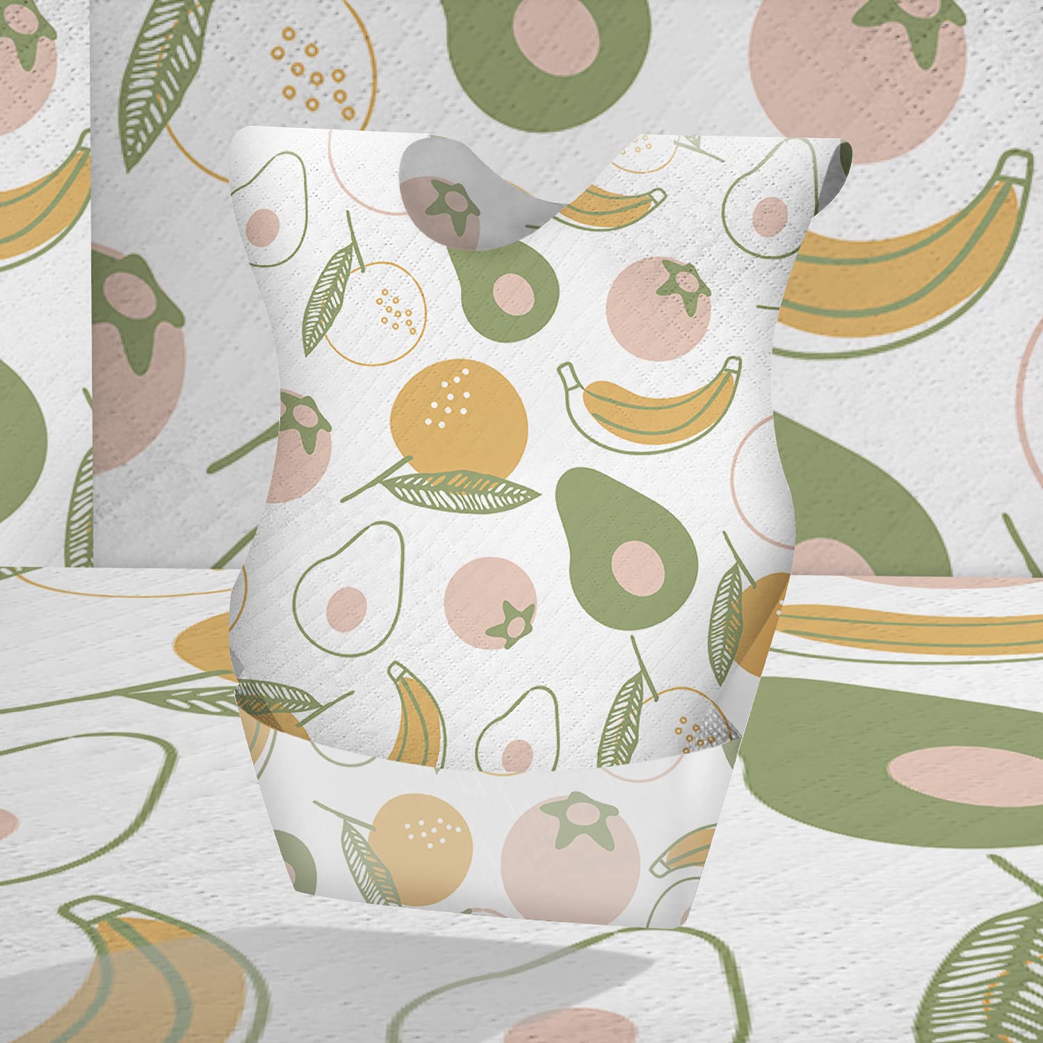 Soft & Leakproof Disposable Baby Bibs for Toddlers - 60 Pack Fruit Pattern Travel Feeding Bibs - Perfect for On-the-Go Meals, Daycare & Family Outings