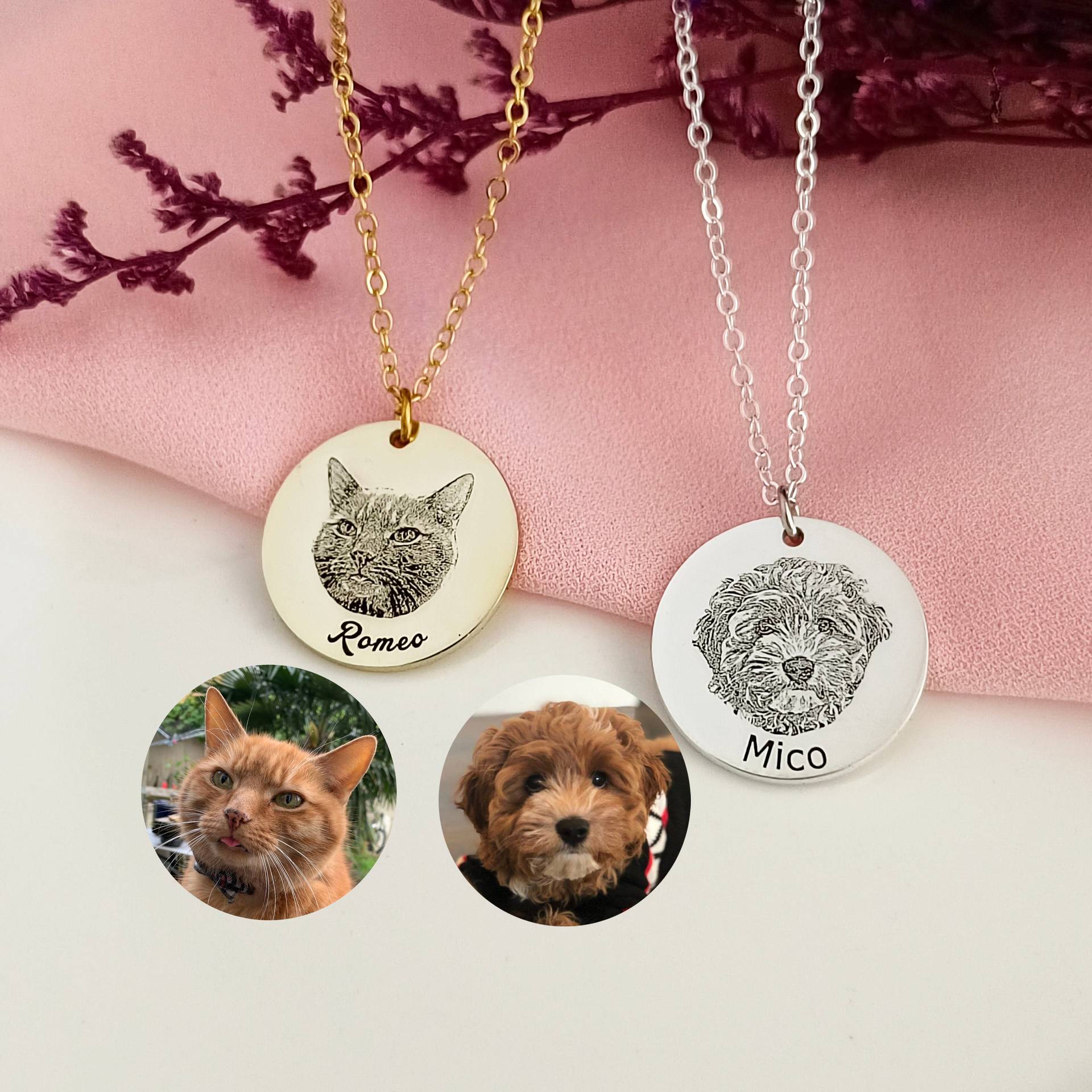 Personalized Pet Photo Disc Pendant Necklace - Custom Engraved Memorial Jewelry for Dogs & Cats - Perfect Gift for Pet Lovers, Anniversary & Special Occasions | XL5117