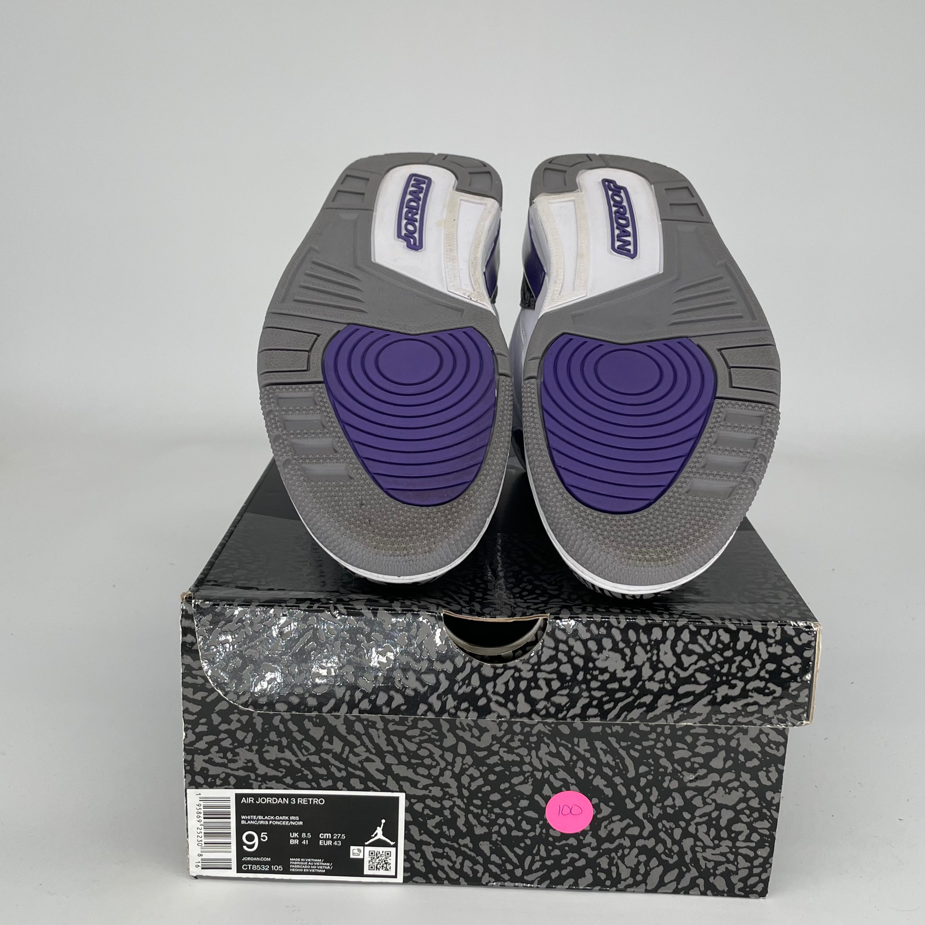 AIR JORDAN 3 Retro Dark Iris Men's Basketball Shoes Size 9.5 (CT8532-105) - Perfect for Streetwear & Court Performance