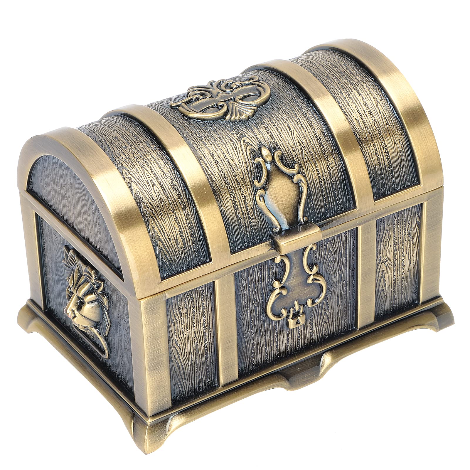 Vintage European Style Metal Jewelry Box - Tin Color Treasure Chest Design for Necklace, Ring & Earrings Storage | Perfect Gift for Women & Girls | Jewelry Organizer for Dresser, Vanity & Travel (Tin Color #M) - Great for Home Decor, Birthday Gifts & Travel Accessories