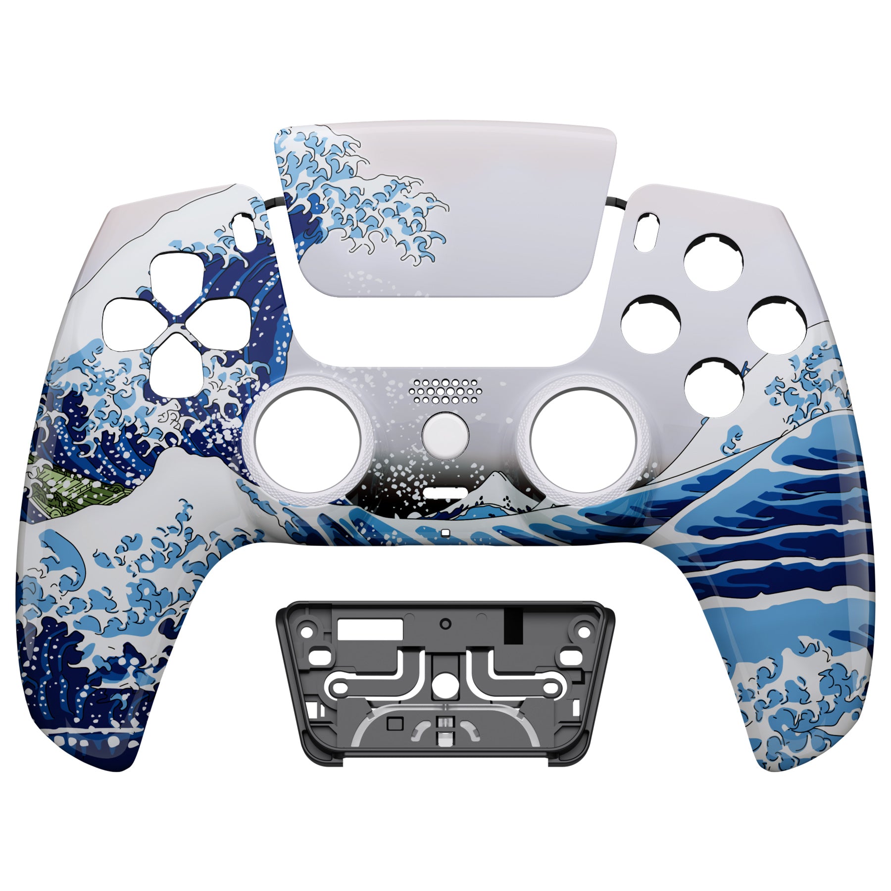 eXtremeRate LUNA Redesigned Front Shell with Touchpad for PS5 Controller BDM 010/020/030/040/050 - The Great Wave GHPFT004 - Custom Gaming Shell for Enhanced PS5 Controller Experience - Perfect for Competitive Gaming & Personalization