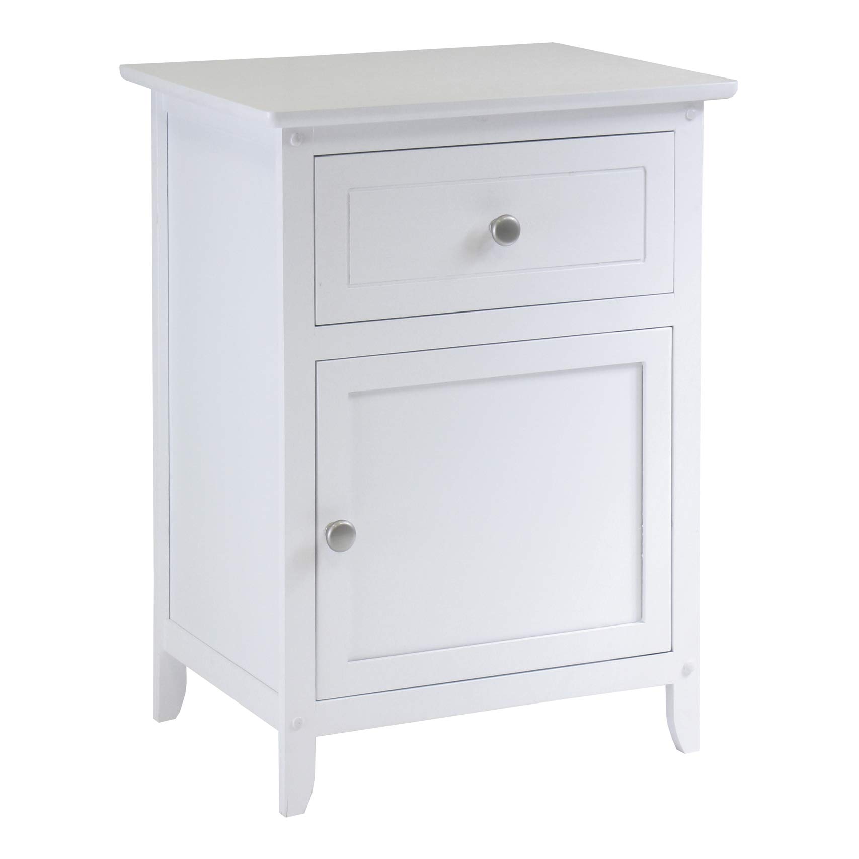 Winsome Wood White Nightstand with Drawer and Cabinet - Bedside Table with Storage for Bedroom, Living Room, Office | Compact Accent Table for Small Spaces