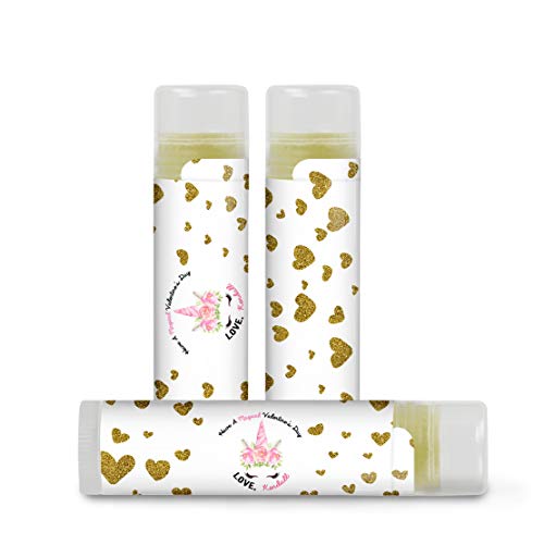 Magical Unicorn Lip Balm Labels - 24 Valentine Stickers for Party Favors