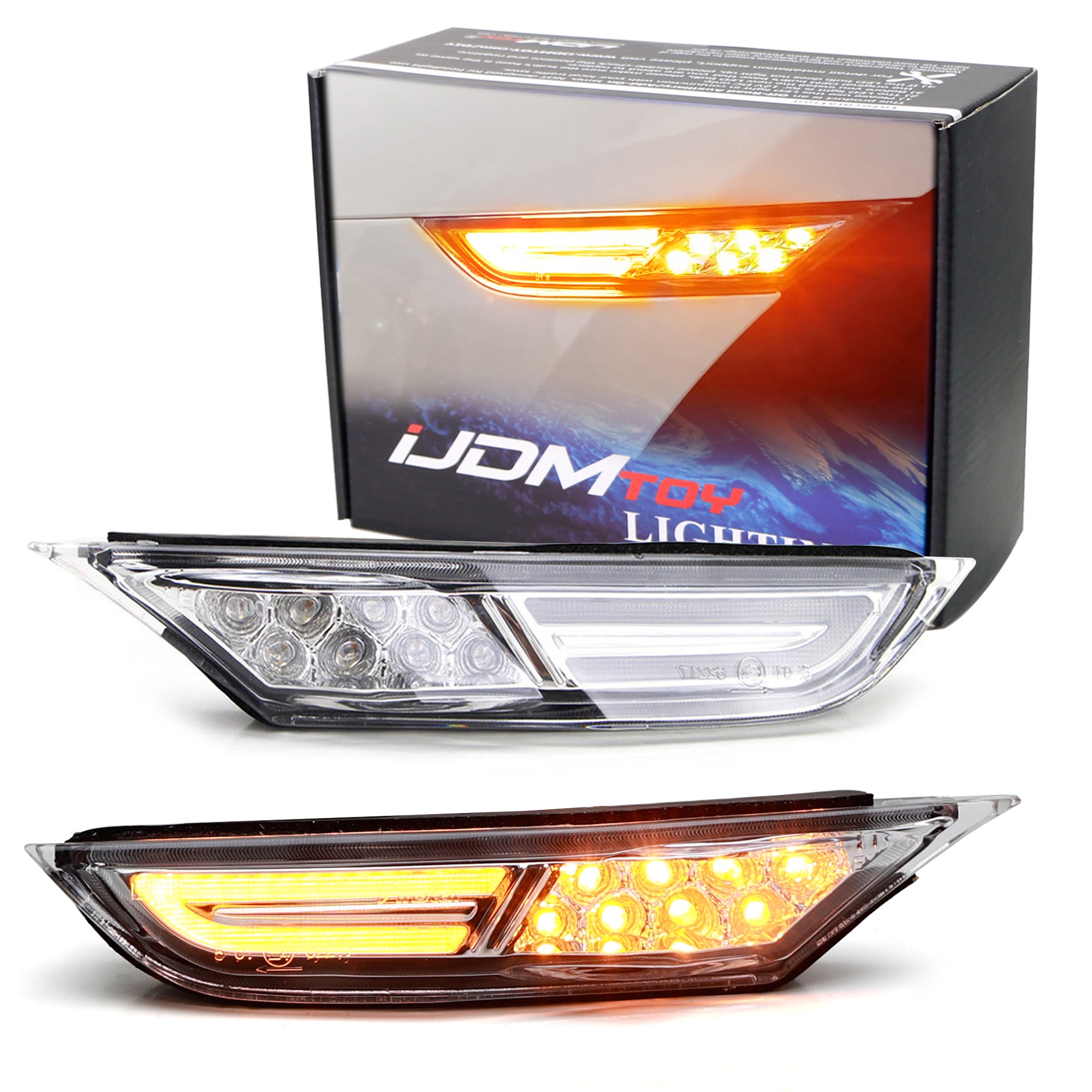 2007-2022 Nissan GTR Clear Lens 3D Amber Full LED Front Side Marker Light Kit - High Visibility Safety Lights for Night Driving & Car Customization