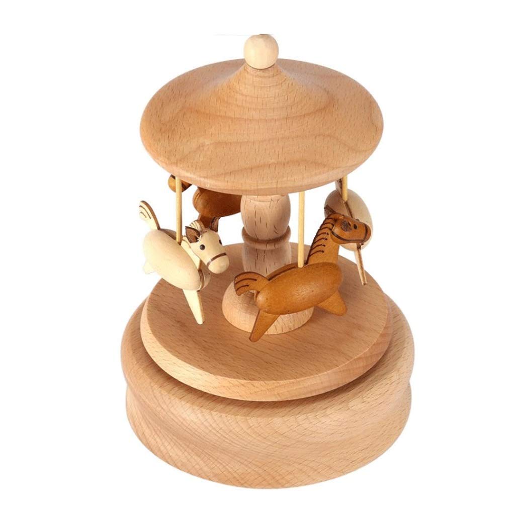 Vintage Wooden Music Box Carousel - Handcrafted Christmas Gift, Home Decor for Holidays, Weddings & Special Occasions