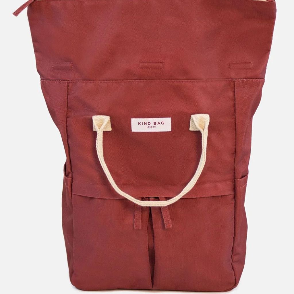 Kind Bags Hackney Medium Backpack - Burgundy Red Laptop Backpack for Work, Travel & College | Water-Resistant Daypack with USB Charging Port