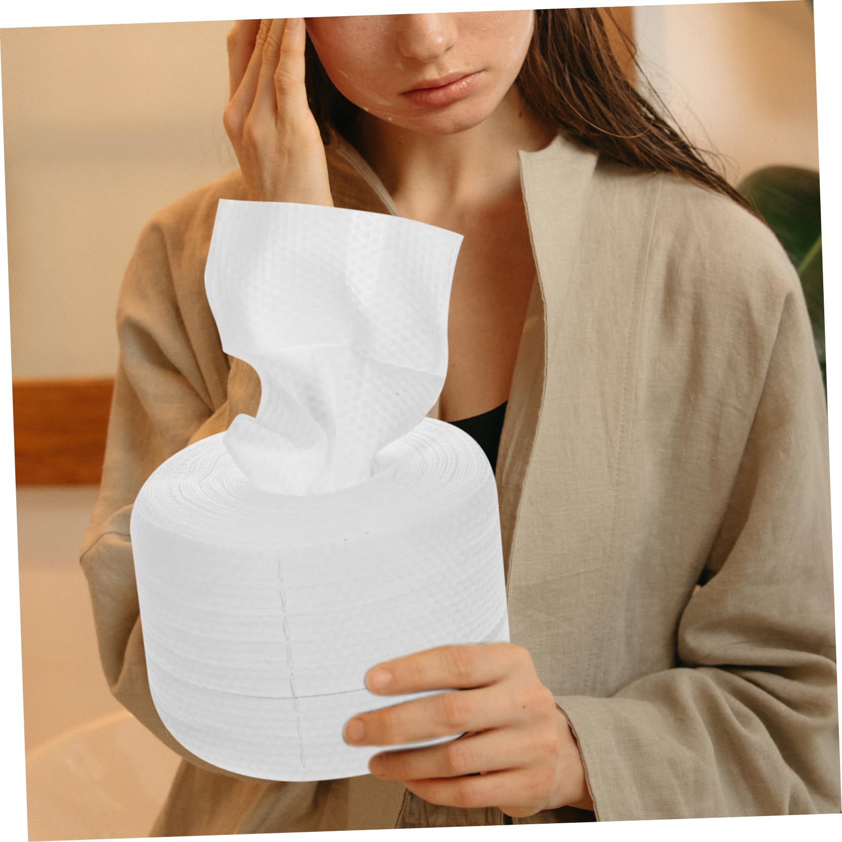 1 Pack Soft Cotton Facial Cleansing Towel - Gentle Makeup Remover & Cosmetic Wipes - Reusable White Face Towel for Daily Skincare & Travel Essentials