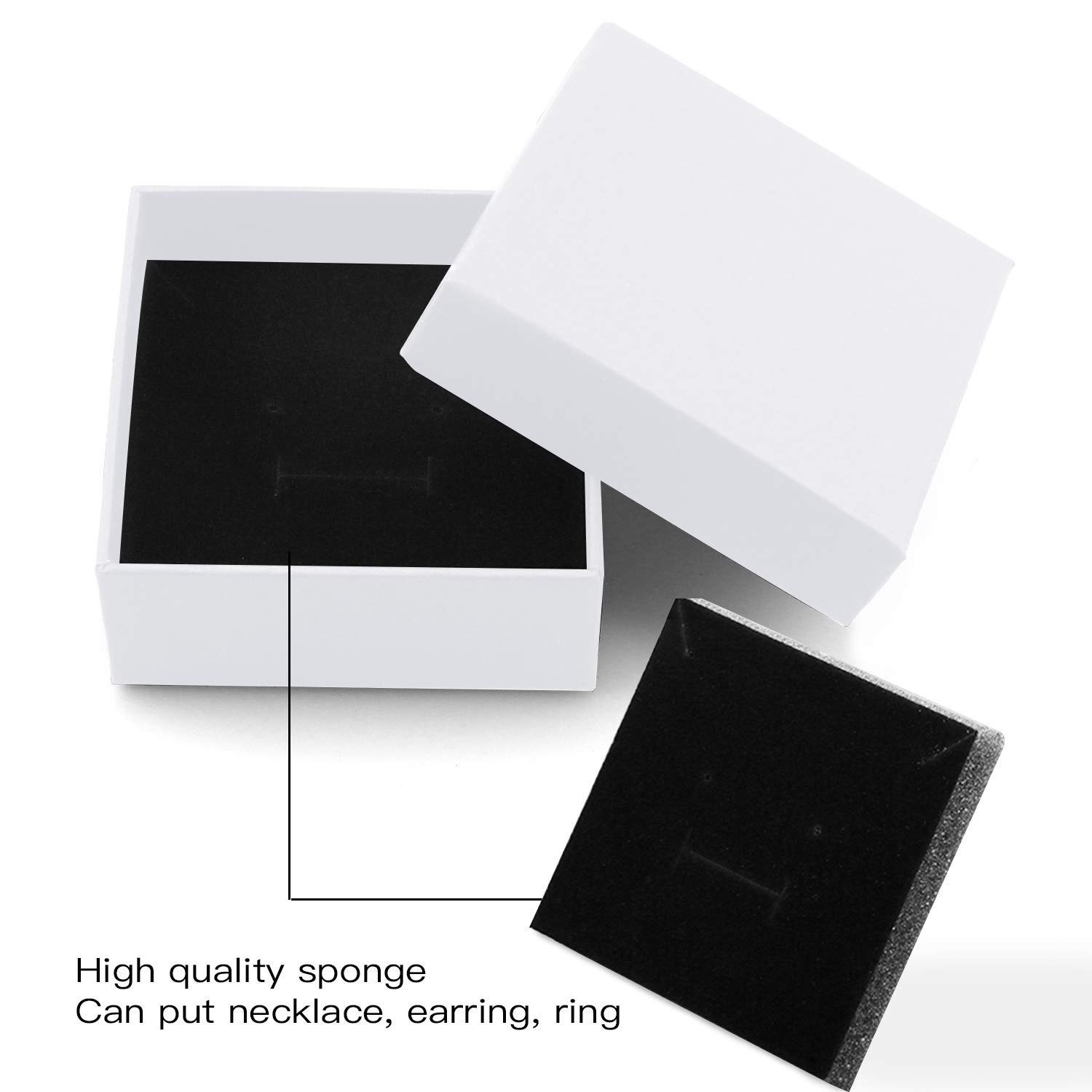 12-Piece White Square Cardboard Jewelry Gift Box Set (2.75x2.75x1 Inches) - Necklace, Earring & Ring Storage Boxes with Cotton Filling - Perfect for Wedding Favors, Birthday Gifts & Jewelry Packaging