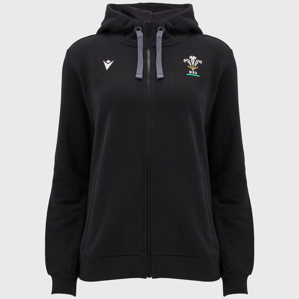 Wales Rugby Women's Full Zip Hoodie Black - Warm & Stylish Rugby Jacket for Women - Perfect for Training, Matches & Casual Wear