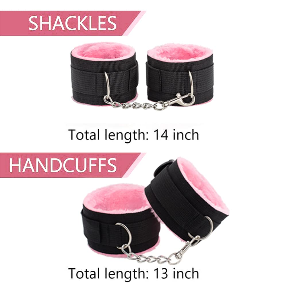 Premium BDSM Bondage Kit - Adjustable Handcuffs, Collar, Ankle Cuffs, Blindfold & Feather Tickler - 32-Piece Adult Toy Set for Couples (Pink) - Perfect for Spicing Up Bedroom Play & Role-Playing Scenarios