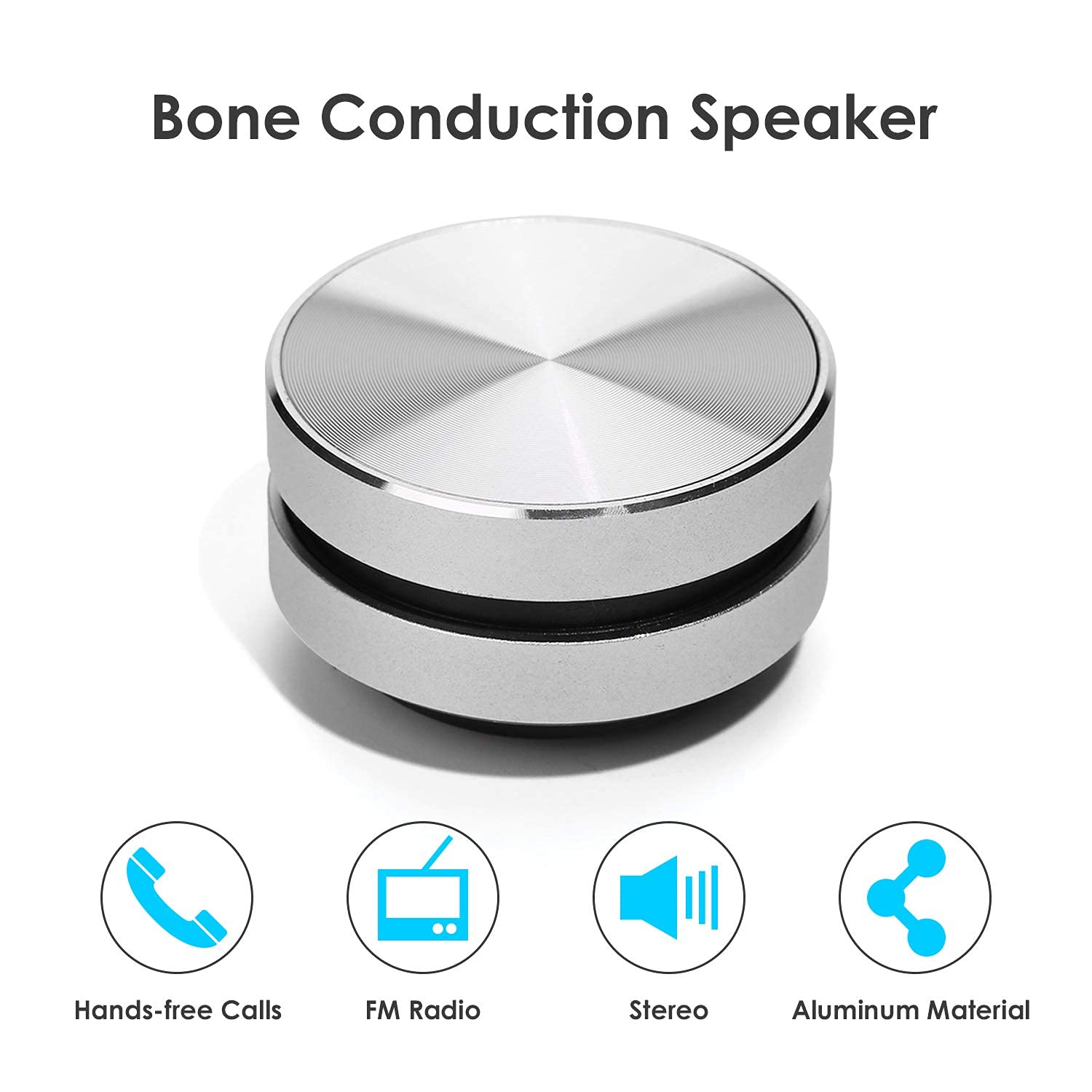 2PCS Bone Conduction Bluetooth Speakers - Wireless Stereo Sound, Portable Mini Humbird Speaker for Outdoor Activities, Running, Cycling & Home Use (Silver, 2 Pack)