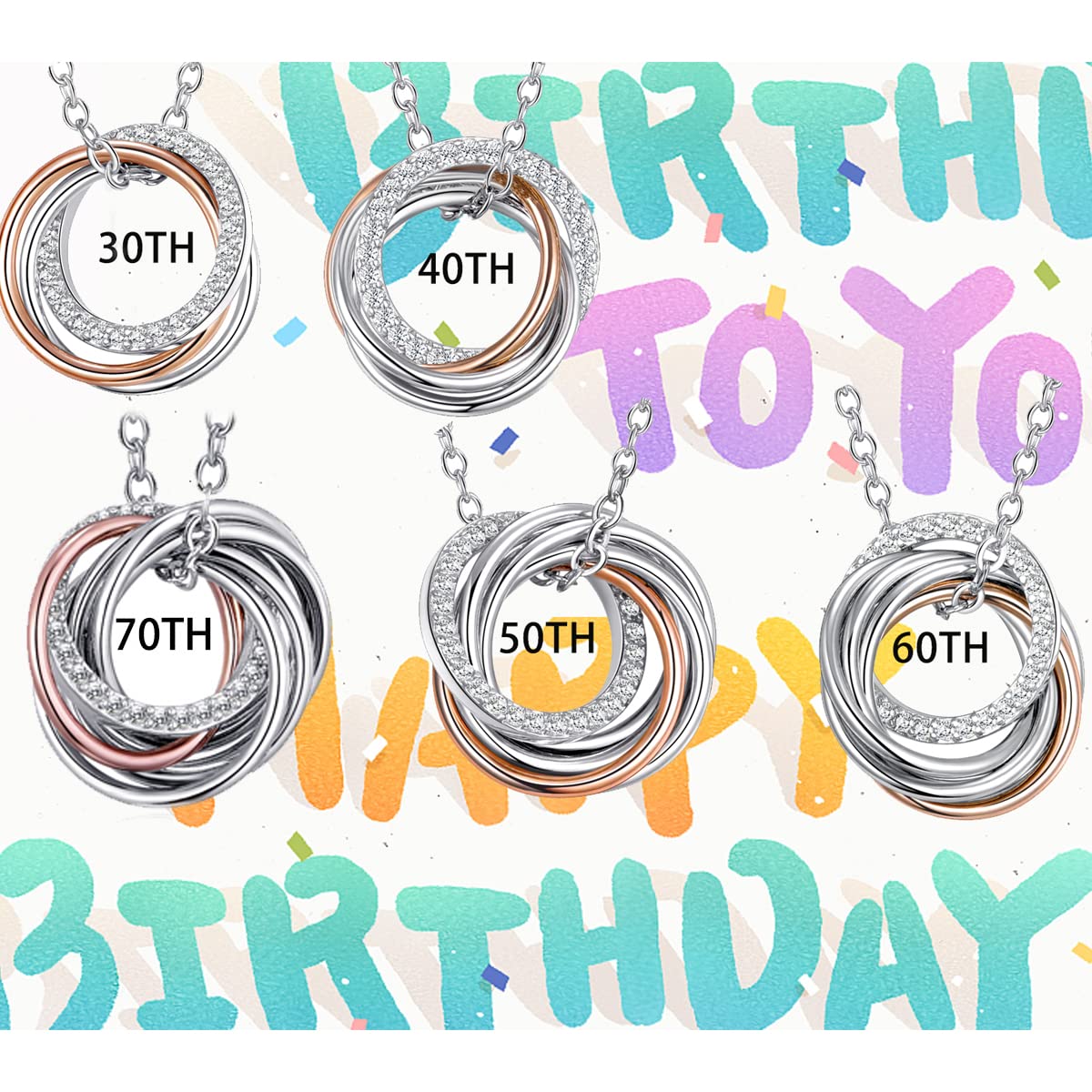 30th Birthday Gifts for Women - Elegant Three Circle Necklace for Her 30th Birthday, 30 Year Old Jewelry Gift - Perfect for Milestone Celebrations & Special Occasions