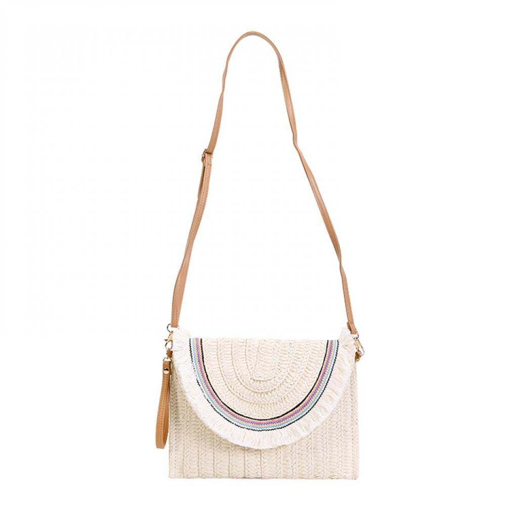 Women's Straw Clutch Purse - Summer Beach Envelope Handbag with Crossbody Strap | Eco-Friendly Woven Wallet for Vacation, Wedding, and Outdoor Events