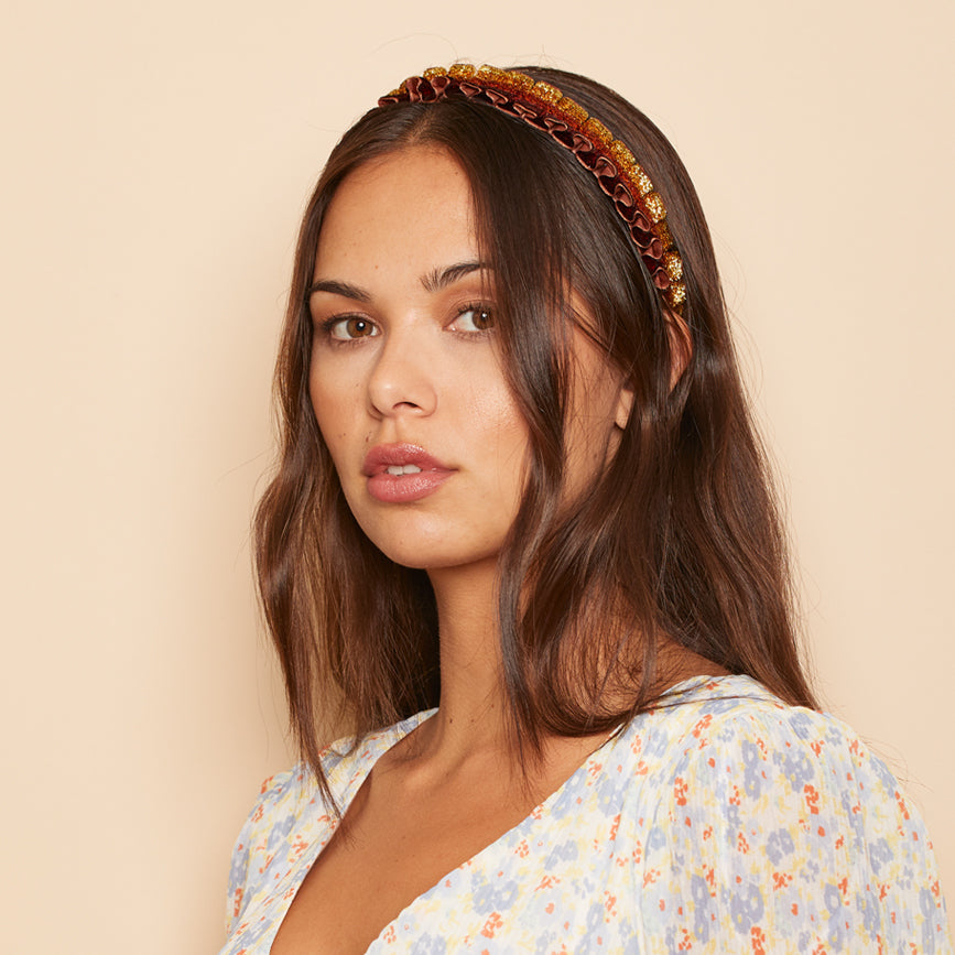 Rafaela Metallic Velvet Headband for Women - Elegant Hair Accessory for Parties, Weddings & Special Occasions