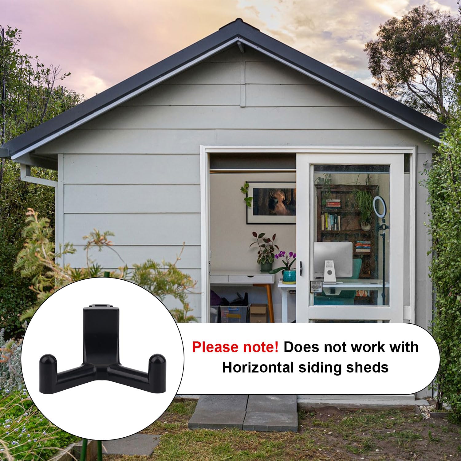 5-Pack Heavy Duty ABS Plastic Tool Hooks - Compatible with Lifetime Sheds, Garage & Garden Organization - Black Storage Hooks for Rakes, Shovels & Yard Tools - Perfect for Shed, Garage & Workshop Organization