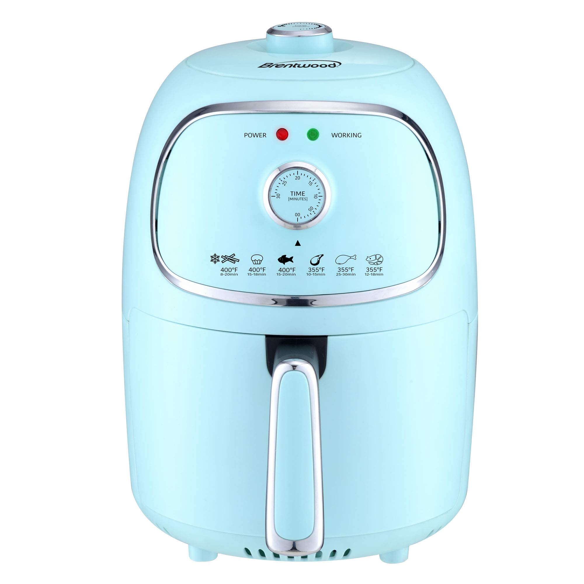 Brentwood AF-202BL 2-Quart 1200W Electric Air Fryer with Digital Timer & Adjustable Temperature - Blue - Healthy Oil-Free Cooking for French Fries, Chicken Wings & Vegetables