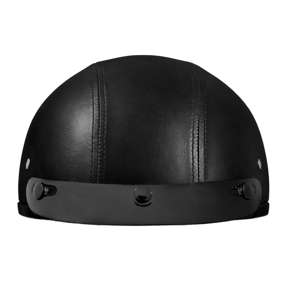 Daytona DOT Approved Half Skull Cap Motorcycle Helmet - Lightweight Leather Design for Cruiser & Chopper Riders - Perfect for Urban Commuting & Weekend Rides