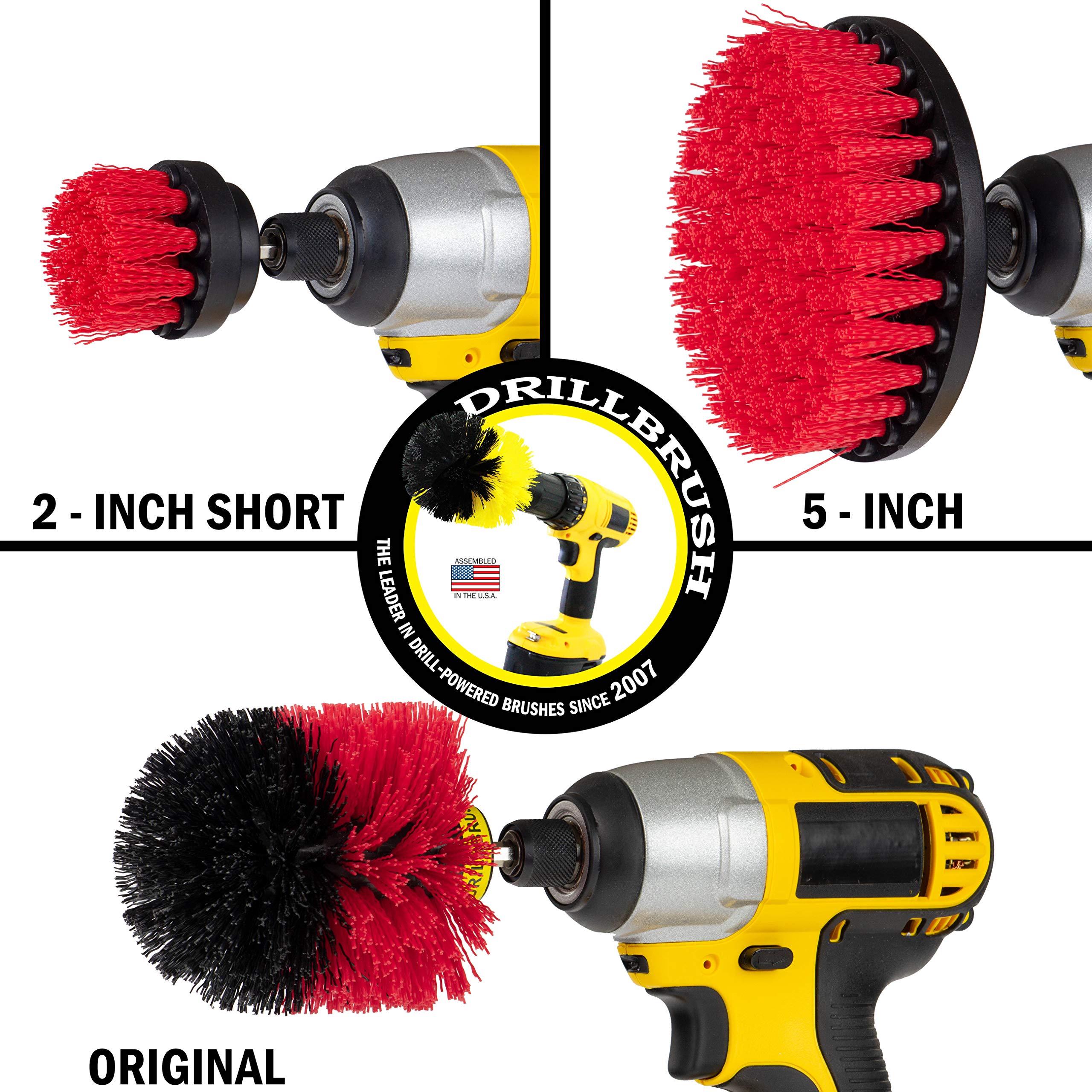 Outdoor Cleaning Supplies Kit - Heavy Duty Stiff Bristle Scrub Brushes for Concrete, Stone, Brick, Patio & Deck - Fountain & Stain Cleaning Tools - Perfect for Driveway, Pool Area & Outdoor Furniture Maintenance