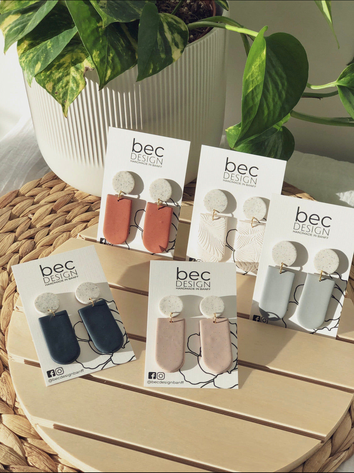 Handmade Abel Clay Earrings for Women - Lightweight Boho Dangle Earrings for Everyday Wear | Perfect for Casual, Office & Party Outfits