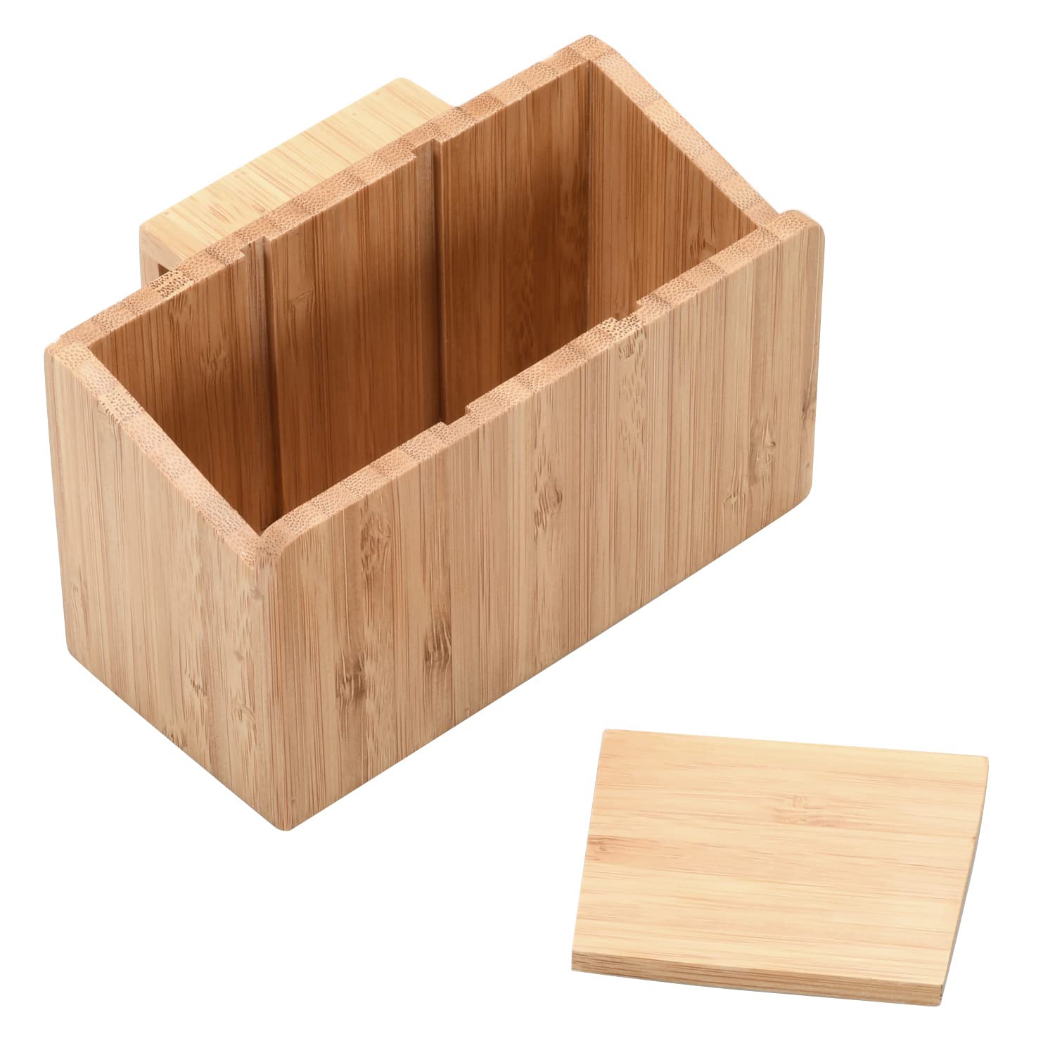 Bamboo Caddy for File Organizer - Pen & Key Holder for Office Desk