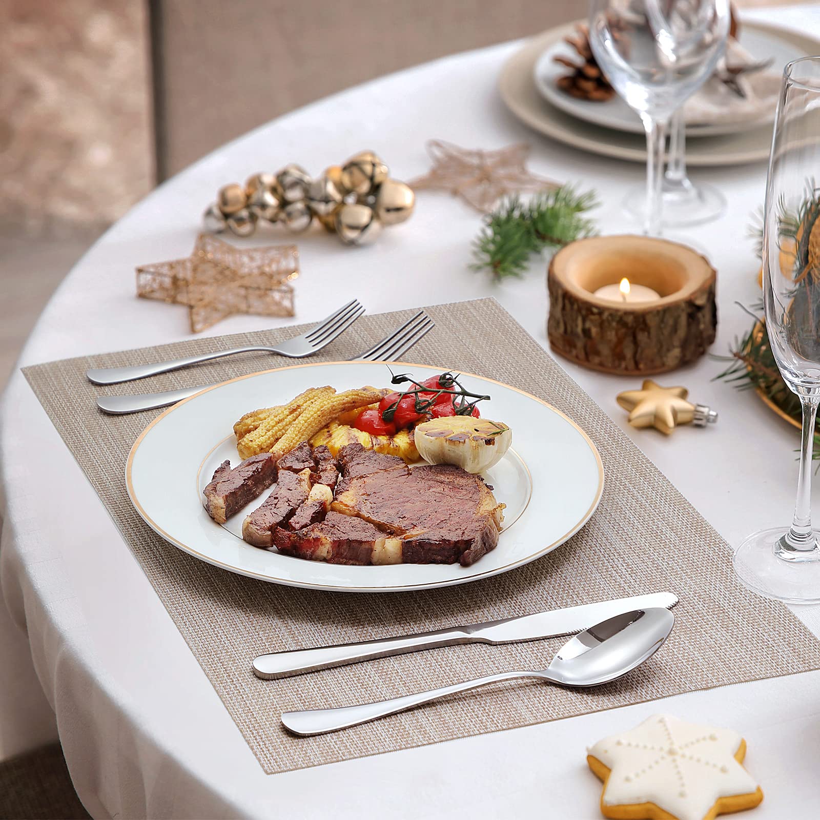 36-Piece Stainless Steel Silverware Set for 6 - Food Grade 18/10 Flatware with Steak Knives, Spoons & Forks - Mirror Polish, Dishwasher Safe - Perfect for Home, Restaurant, Hotel & Dinner Parties