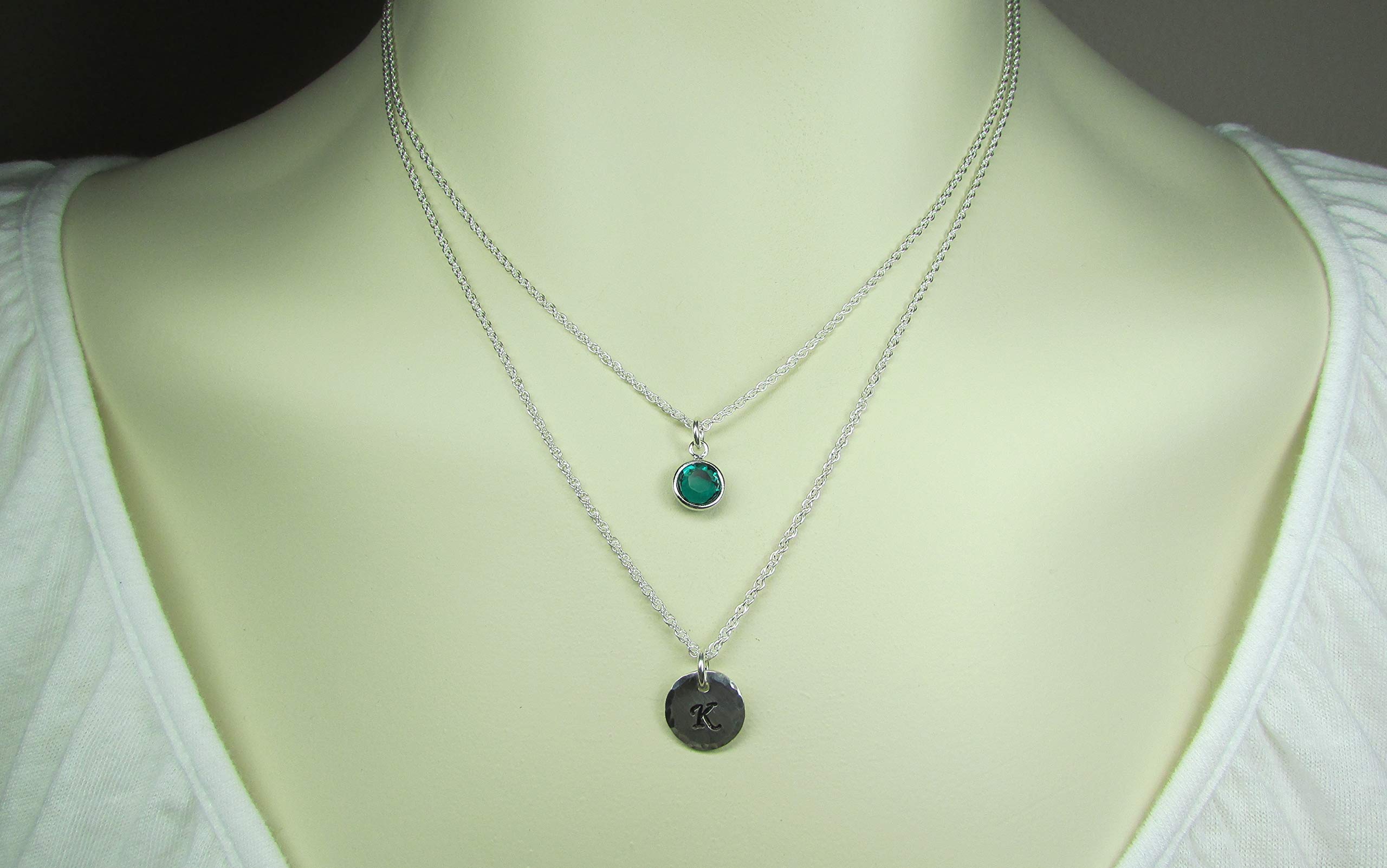 Personalized Birthstone Layered Necklace Set - Sterling Silver Initial Monogram Jewelry Gift for Mom | Elegant Mother's Day, Birthday & Anniversary Present | Perfect for Layering & Everyday Wear