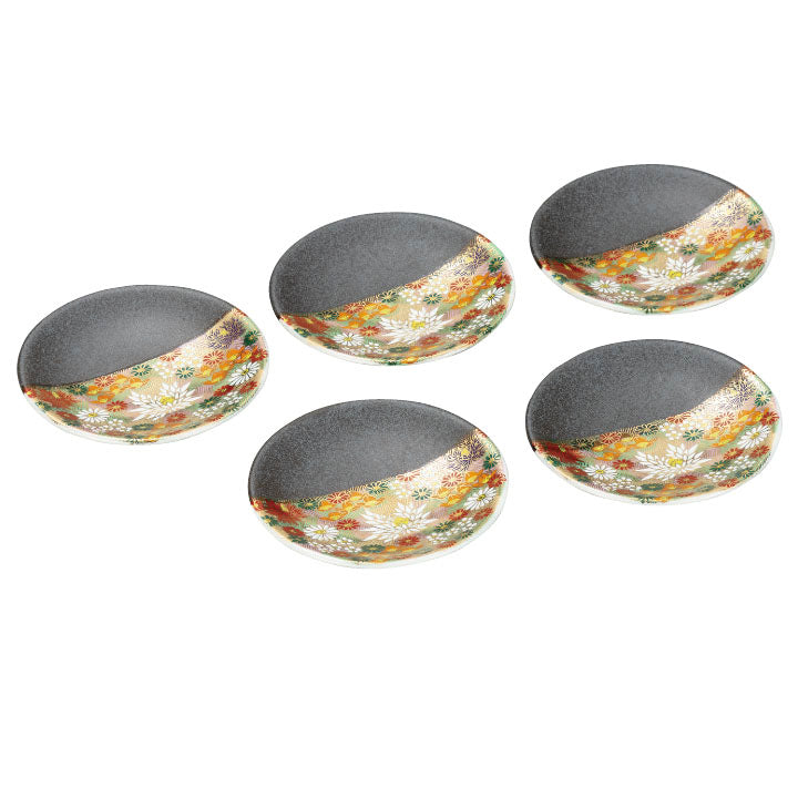 Kutani Ware Hanazume Gold Floral 12.2cm (4.8 Inch) Japanese Porcelain Plate Set - Elegant Dinnerware for Fine Dining, Tea Ceremonies & Home Decor