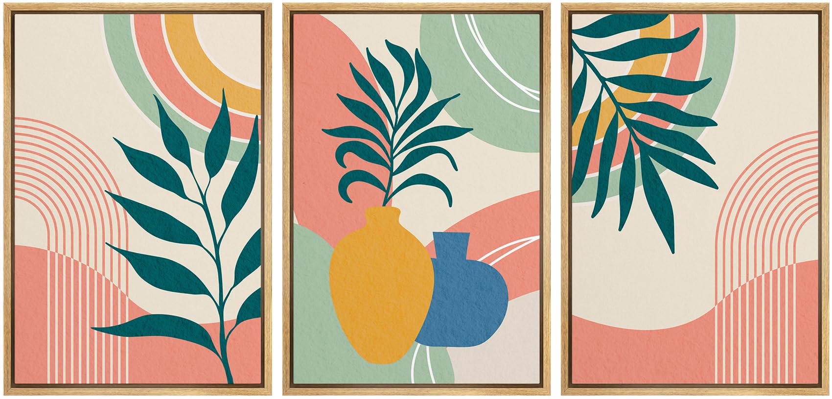 Vibrant Abstract Botanical Canvas Wall Art Set - 24