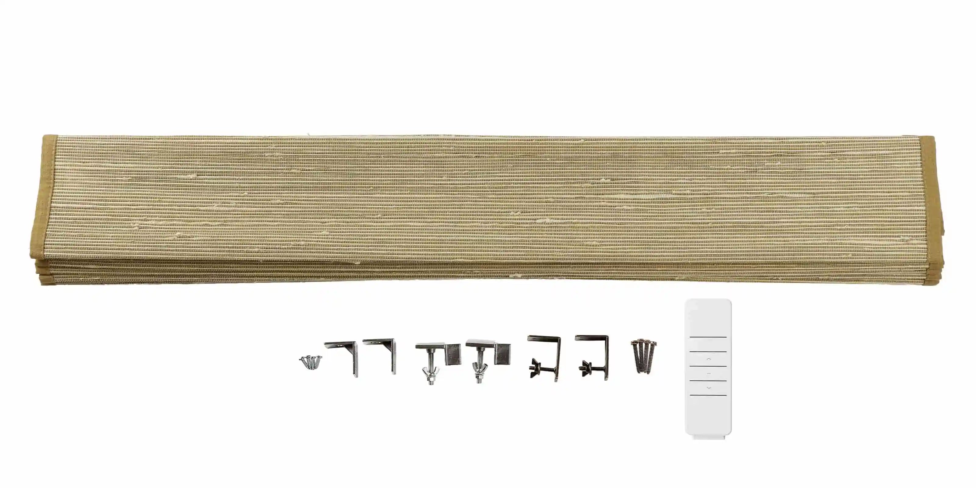 Motorized Window Woven Bamboo Shades - Remote Control Roller Blinds for Privacy & Sun Protection - Perfect for Living Room, Bedroom & Office