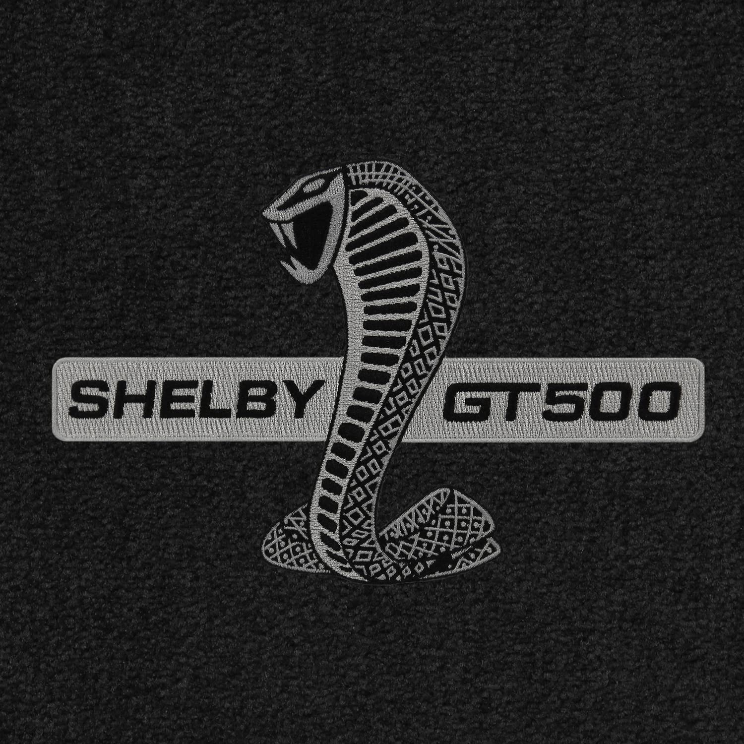 Premium Custom-Fit Carpeted Floor Mats for 2008-2009 Shelby Mustang GT500 - Black 4-Piece Set (Front & Rear) | Luxury Car Floor Liners with Snake Logo | Perfect for Daily Driving & Car Shows