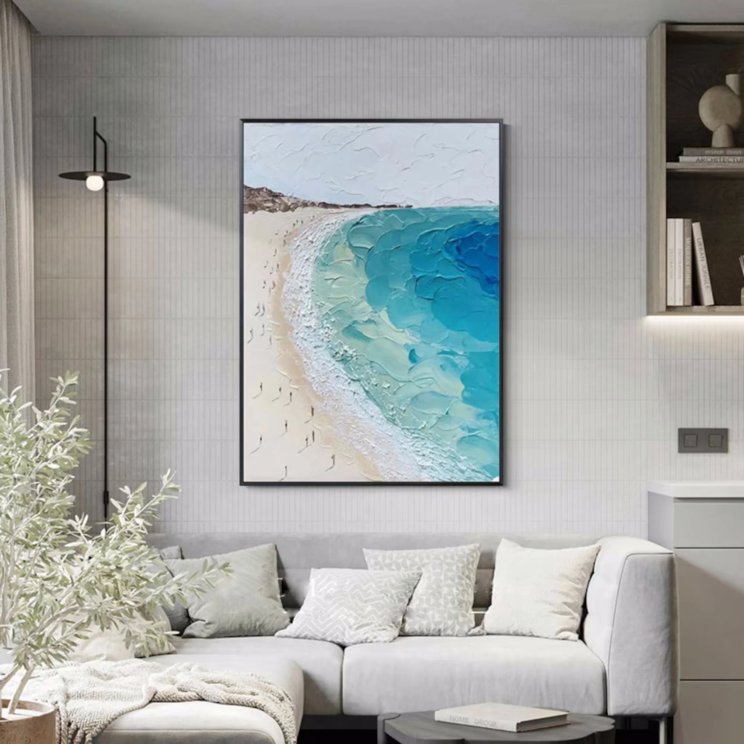 Seascape and Snowy Peak Painting #SP026 - Stunning Landscape Wall Art for Home & Office Decor