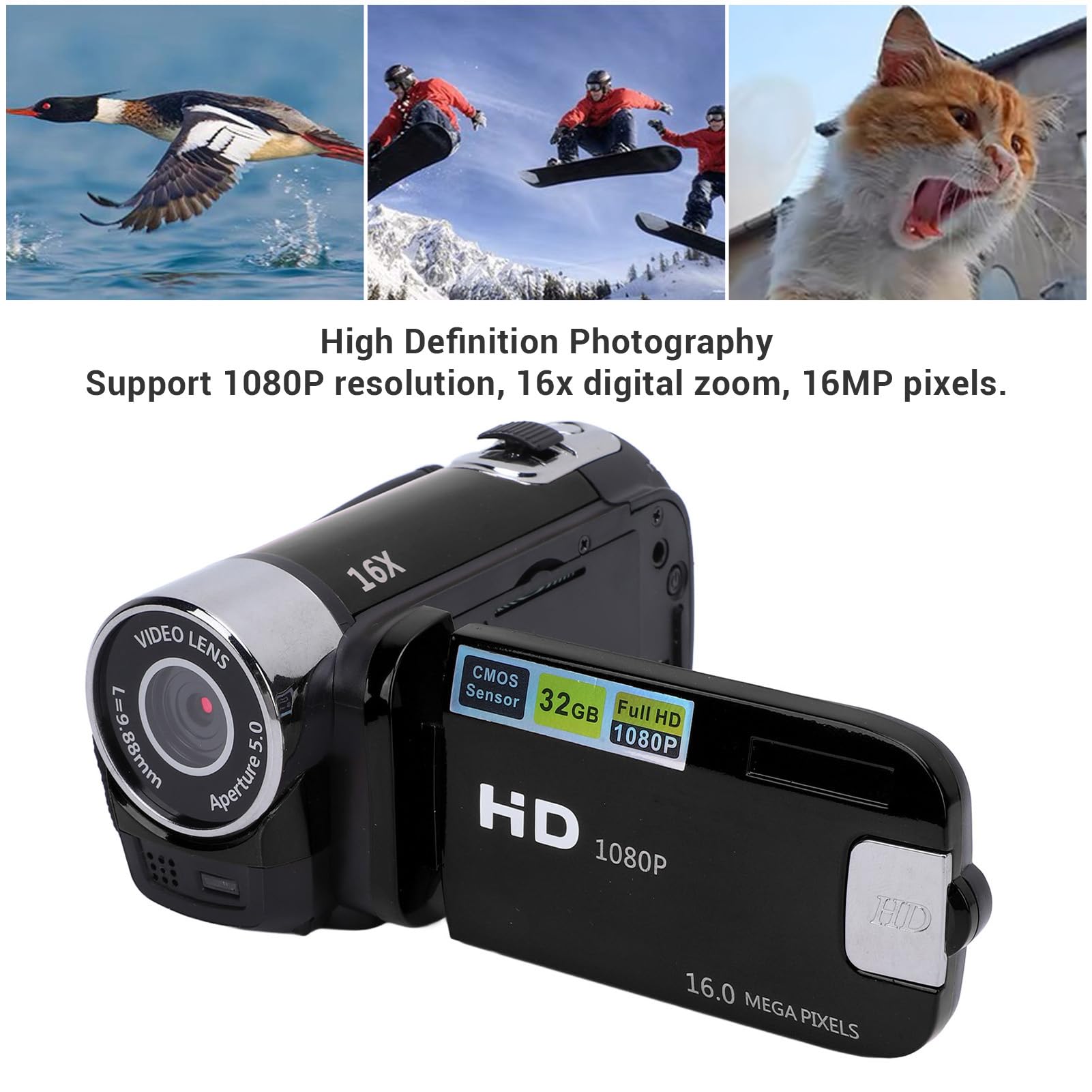 Annadue 1080P HD Camcorder - 16X Zoom, 2.4