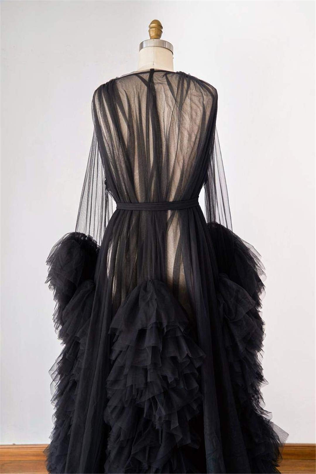 Elegant Tulle Robe Long Lingerie Bridal Dressing Gown - Puffy Nightgown for Wedding, Boudoir Photoshoot & Romantic Occasions
