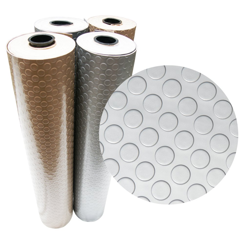 Rubber-Cal Coin Grip Metallic PVC Flooring - Non-Slip Garage Floor Mats, Workshop & Gym Flooring for Safety & Durability
