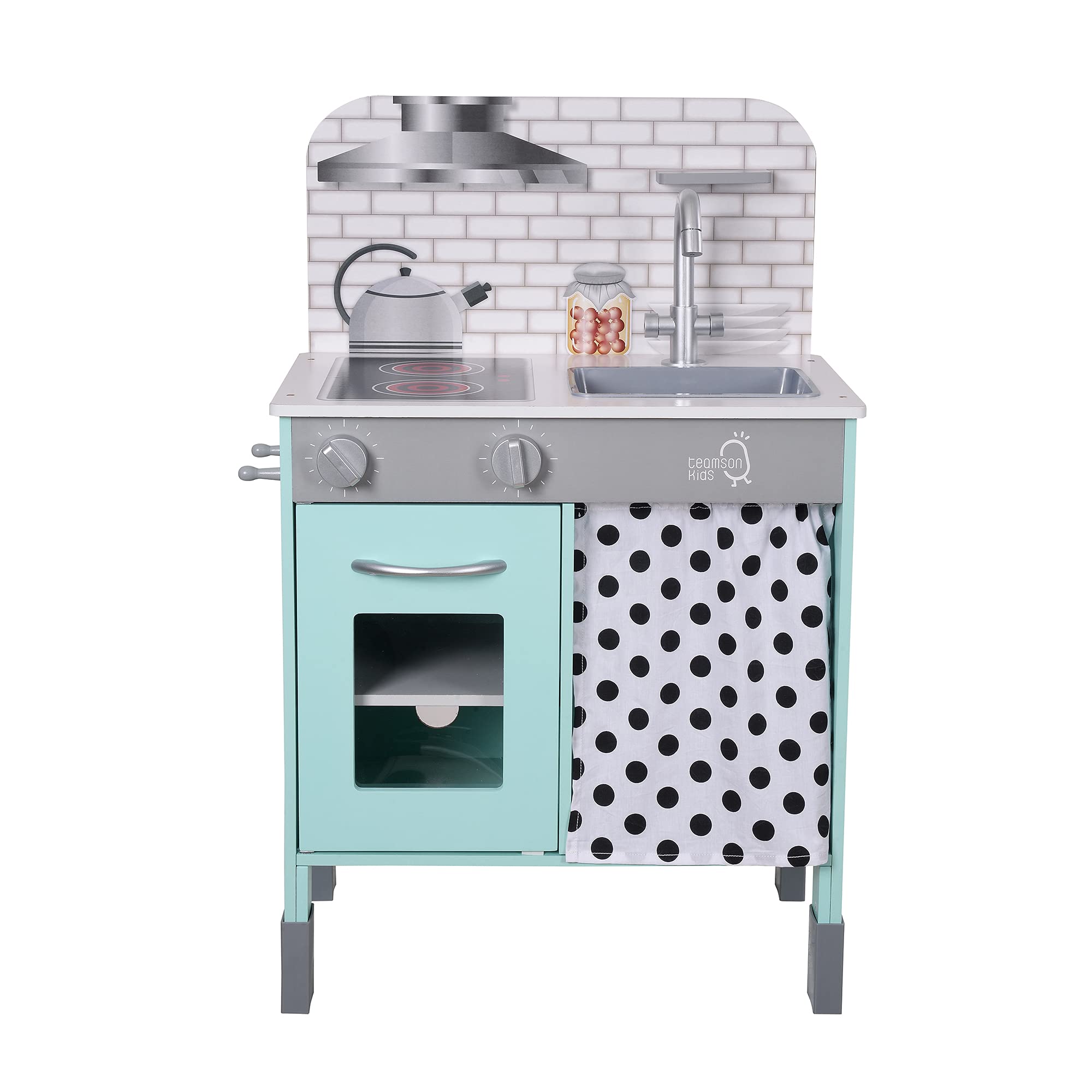 Teamson Kids Little Chef Philly Modern Play Kitchen Set - Mint Green Pretend Cooking Toy for Toddlers & Preschoolers - Perfect for Imaginative Play, Birthday Gifts & Daycare Learning Activities