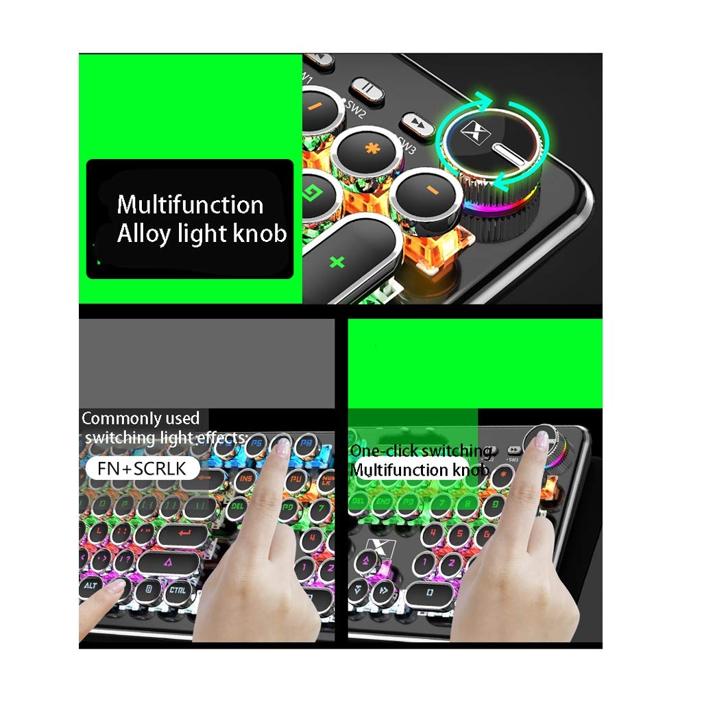 ARCH Mechanical Keyboard and Mouse Set - Green/Black/Tea Switch Retro Wired Gaming Combo for PC & Laptop (Pink) - Perfect for Esports, Office Work & Typing Enthusiasts