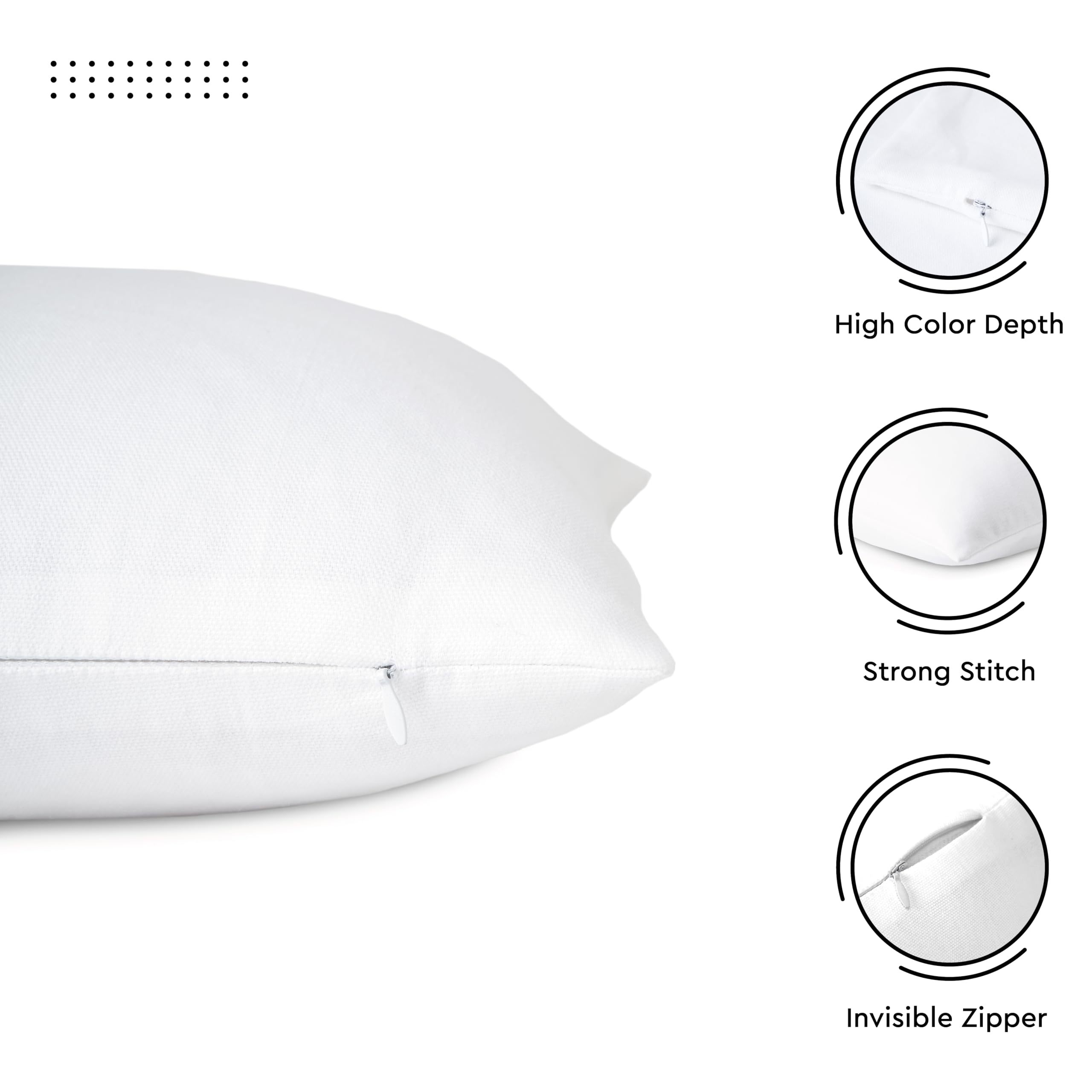 Encasa XO Throw Pillow Covers 12x12 Inches Set of 2 - White Cotton Decorative Cushion Covers with Improved Zippers for Sofa, Bed, Living Room | No Inserts Included | Perfect for Home Decor, Cozy Reading Nook & Guest Room Styling