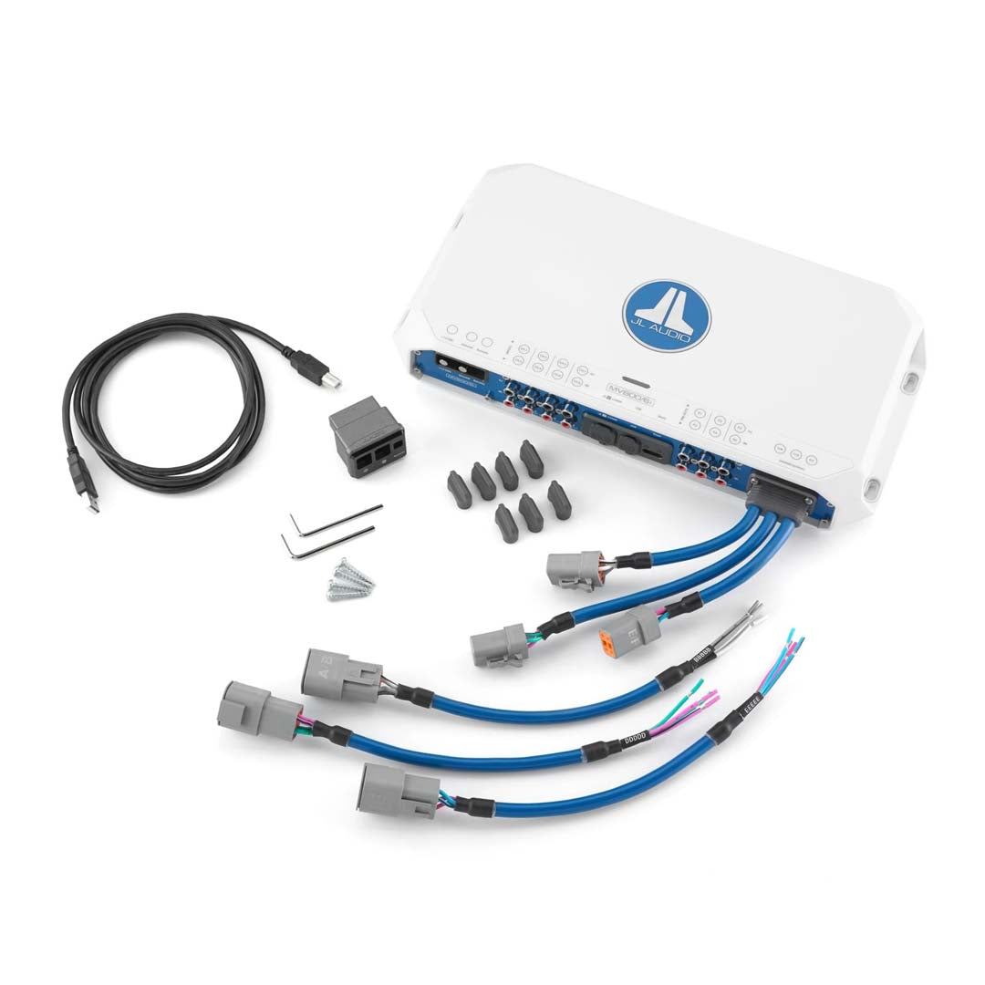 JL Audio MV600/6i MVi Series 600W 6-Channel Marine Amplifier with DSP - Waterproof Boat Audio System for Yachts, Speedboats & Marine Vehicles