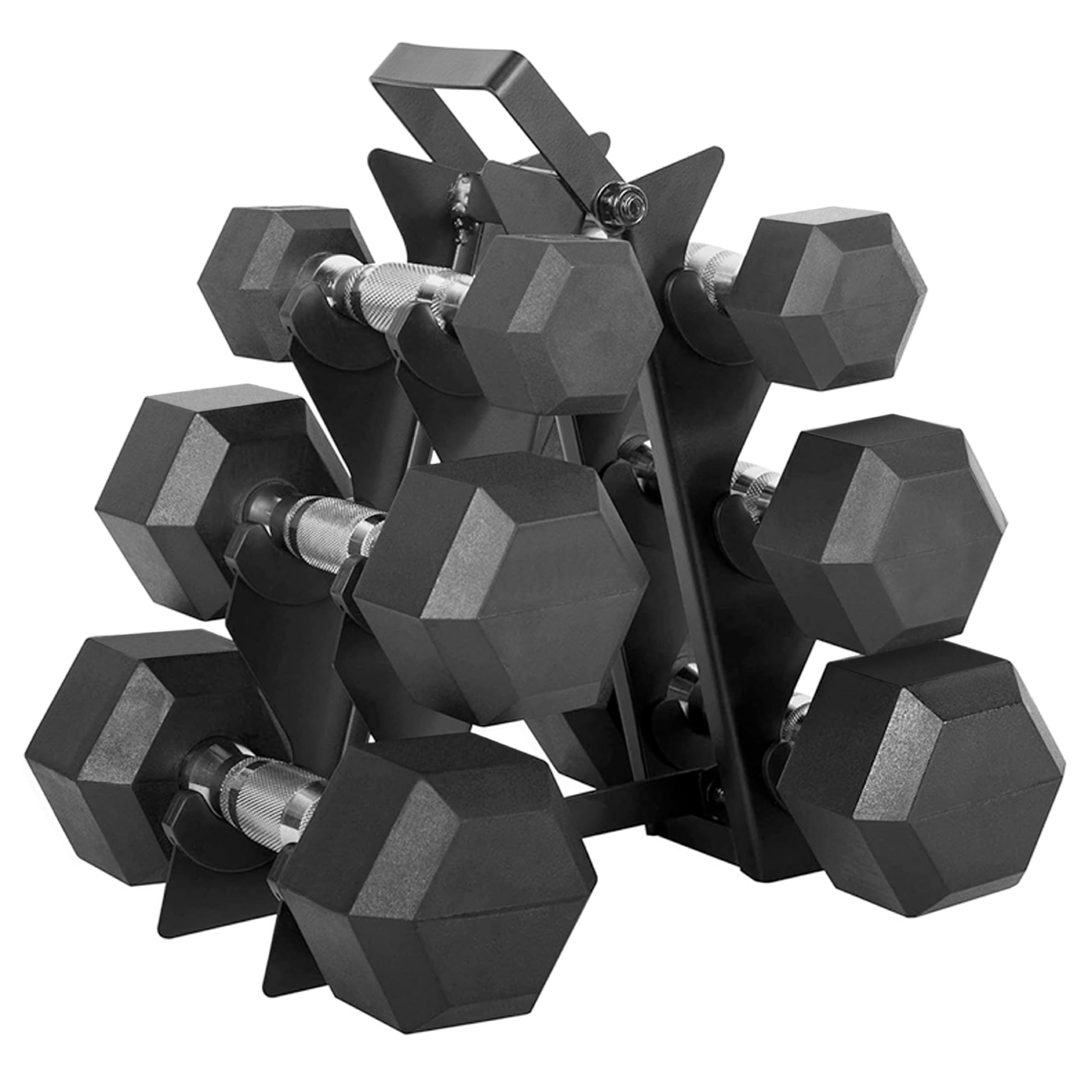CAP Barbell & BODi Essentials Bundle - 100lb Coated Hex Dumbbell Weight Set with Vertical Rack for Home Gym & Strength Training